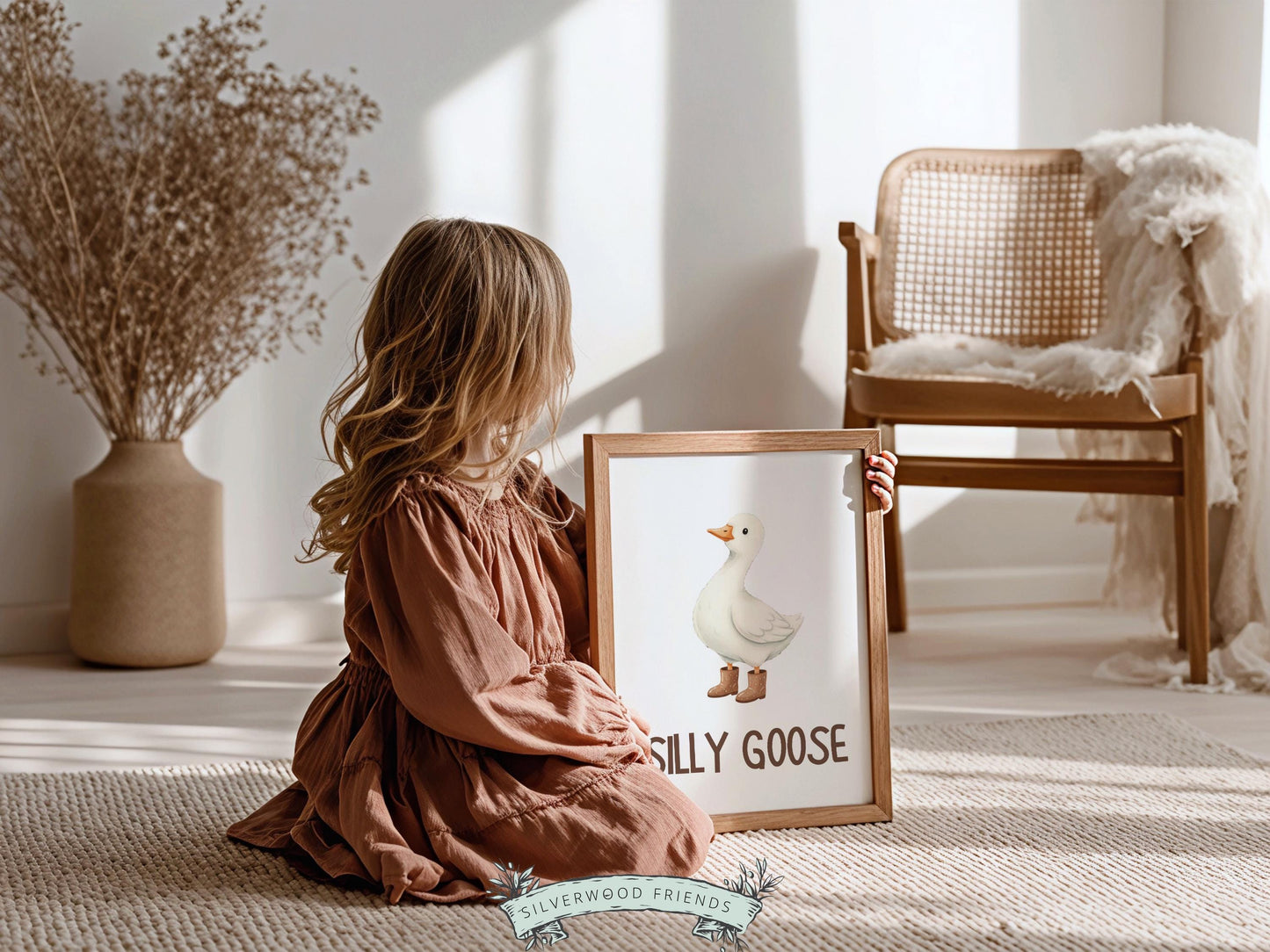 Silly Goose Cowboy Nursery Print, Western Goose Nursery Decor, Gender Neutral Country Western Farm Animal Nursery Wall Art (DIGITAL)
