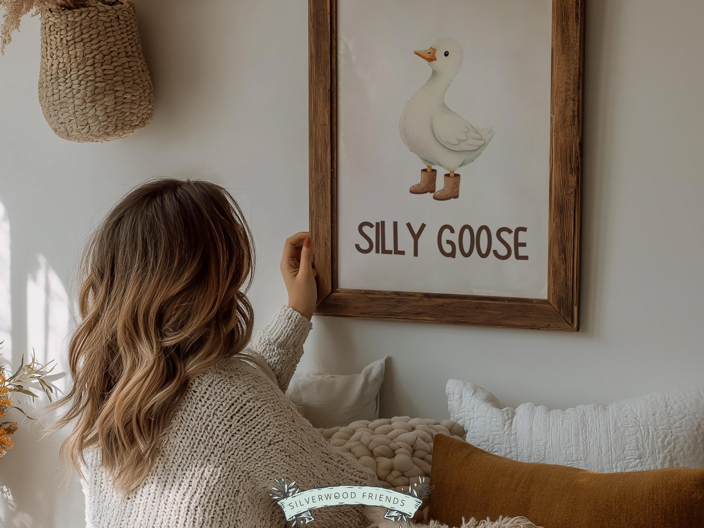 Silly Goose Cowboy Nursery Print, Western Goose Nursery Decor, Gender Neutral Country Western Farm Animal Nursery Wall Art (DIGITAL)