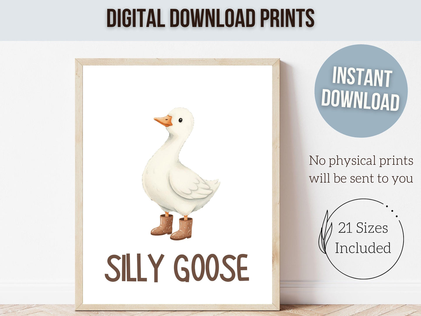 Silly Goose Cowboy Nursery Print, Western Goose Nursery Decor, Gender Neutral Country Western Farm Animal Nursery Wall Art (DIGITAL)