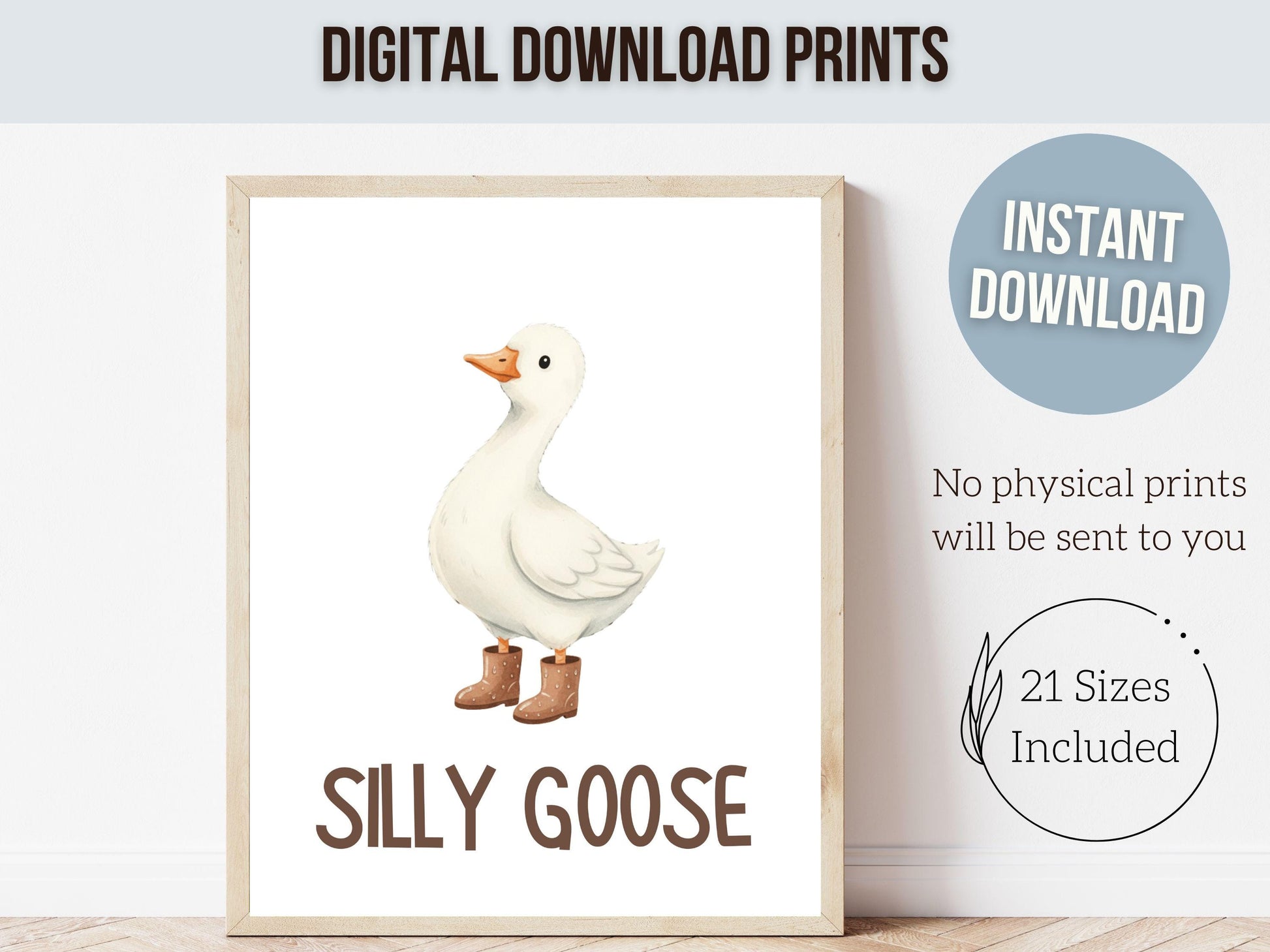 Silly Goose Cowboy Nursery Print, Western Goose Nursery Decor, Gender Neutral Country Western Farm Animal Nursery Wall Art (DIGITAL)