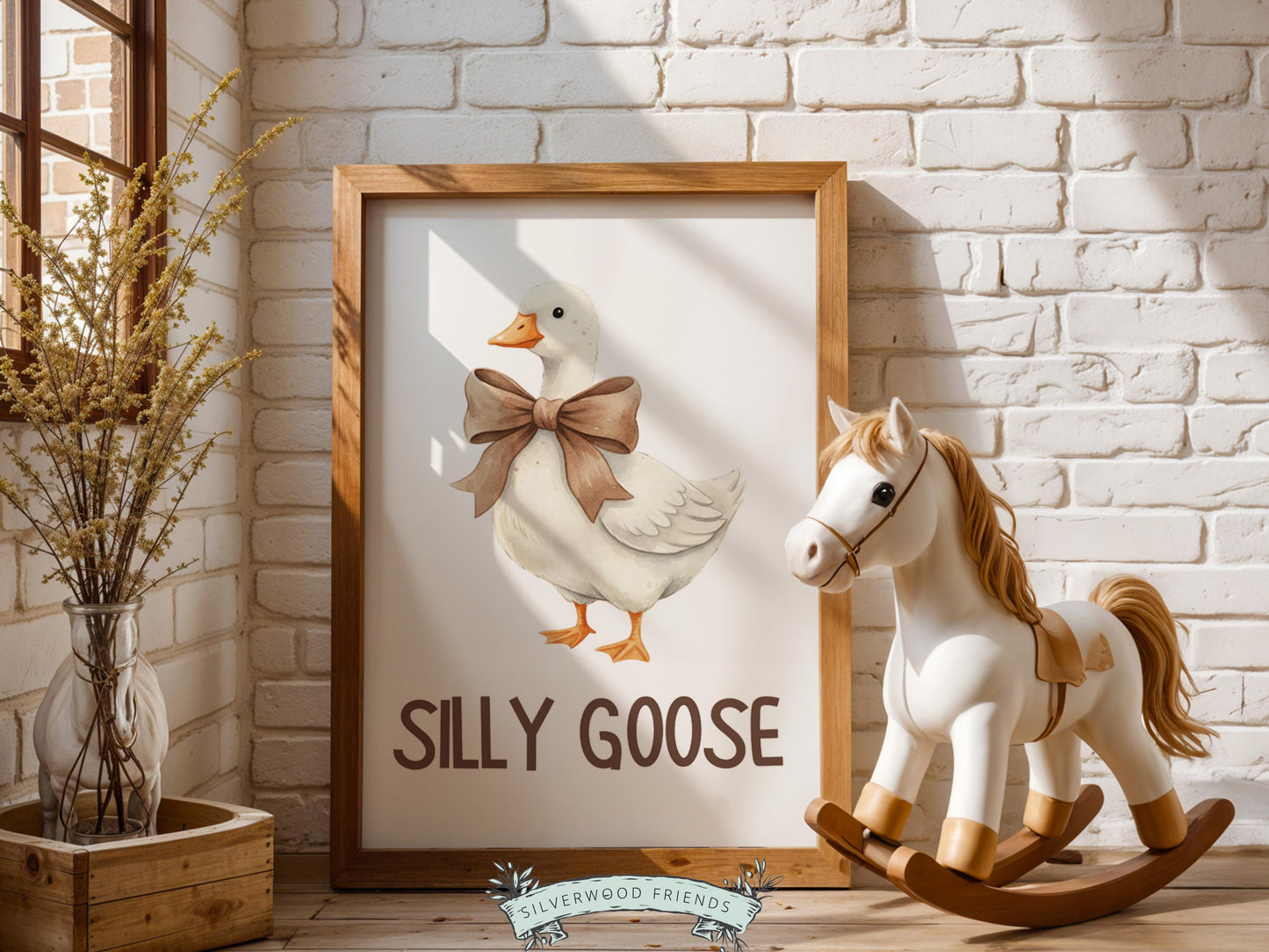 Silly Goose Cowgirl Nursery Print, Western Goose Nursery Decor, Baby Girl Country Western Farm Animal Nursery Wall Art (DIGITAL)