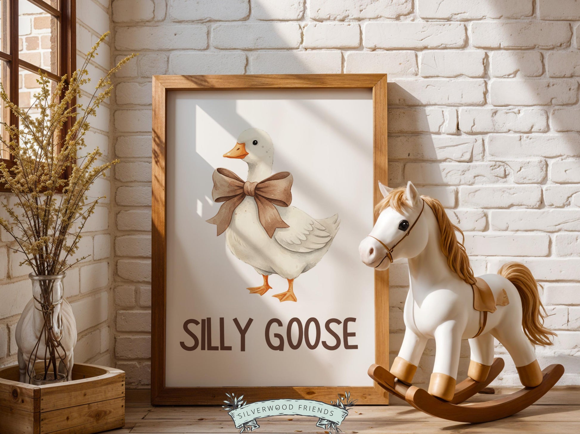 Silly Goose Cowgirl Nursery Print, Western Goose Nursery Decor, Baby Girl Country Western Farm Animal Nursery Wall Art (DIGITAL)