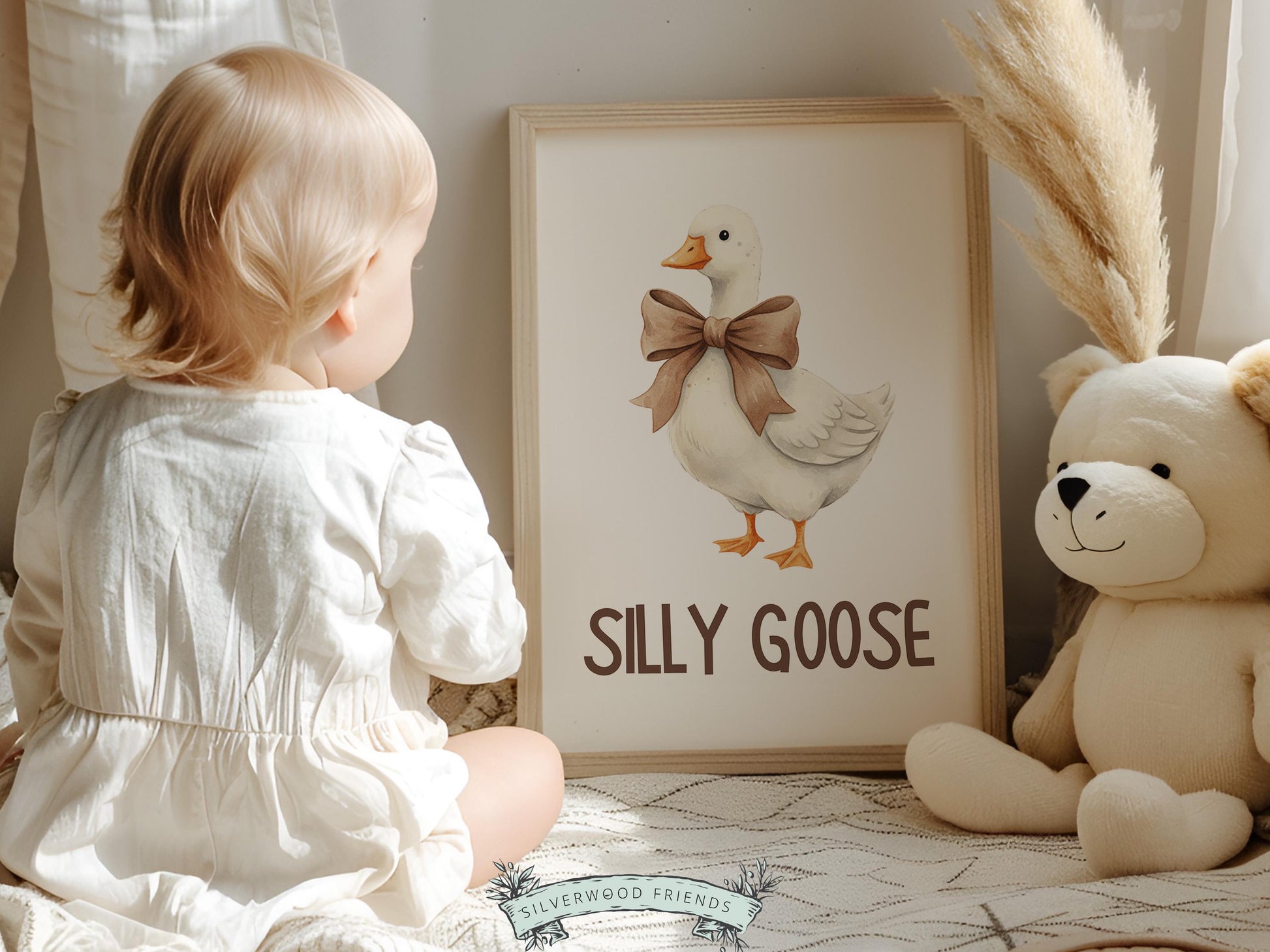 Silly Goose Cowgirl Nursery Print, Western Goose Nursery Decor, Baby Girl Country Western Farm Animal Nursery Wall Art (DIGITAL)
