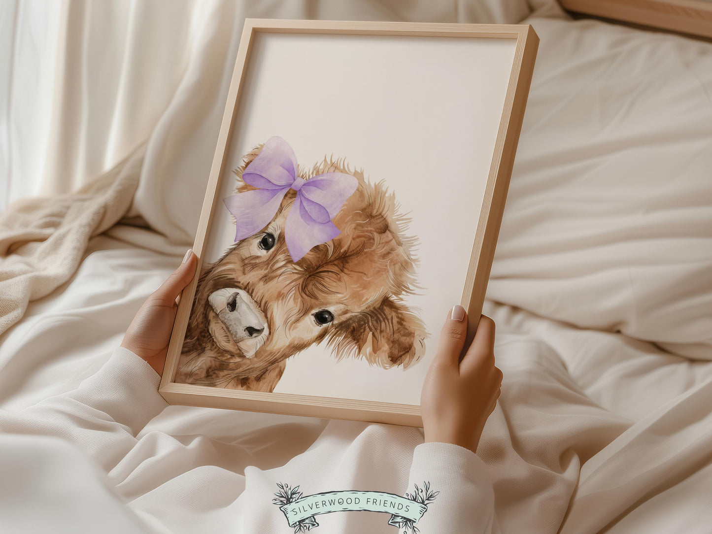 Peeking Highland Cow Nursery Prints, Highland Cow Nursery Decor, Kids Baby Farm Animal Nursery Wall Art, (Digital Download)