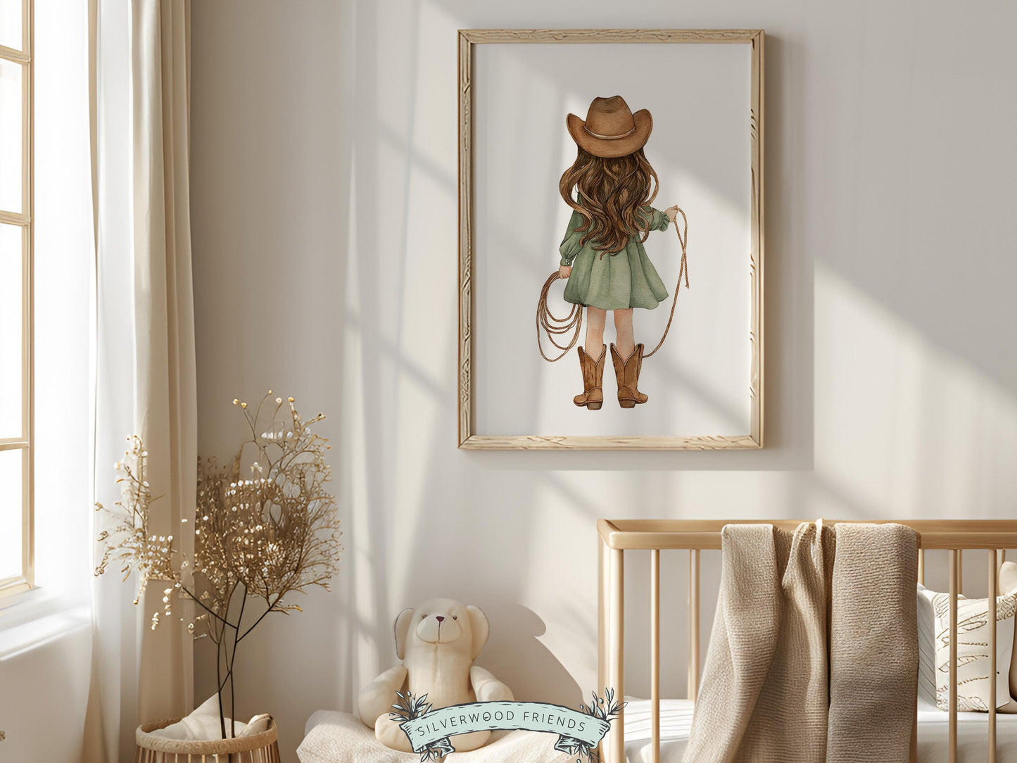 Cowgirl Nursery Print, Sage Green Cowgirl Nursery Decor, Baby Girl Western Nursery Decor, Girls Horse Nursery Picture (Digital Download)