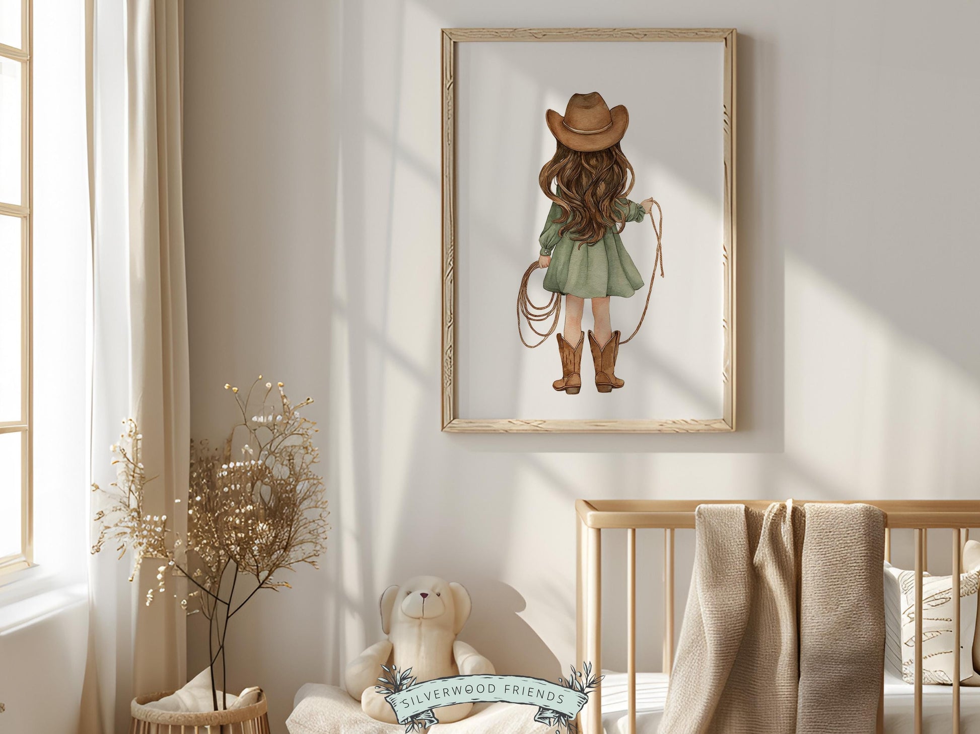 Cowgirl Nursery Print, Sage Green Cowgirl Nursery Decor, Baby Girl Western Nursery Decor, Girls Horse Nursery Picture (Digital Download)