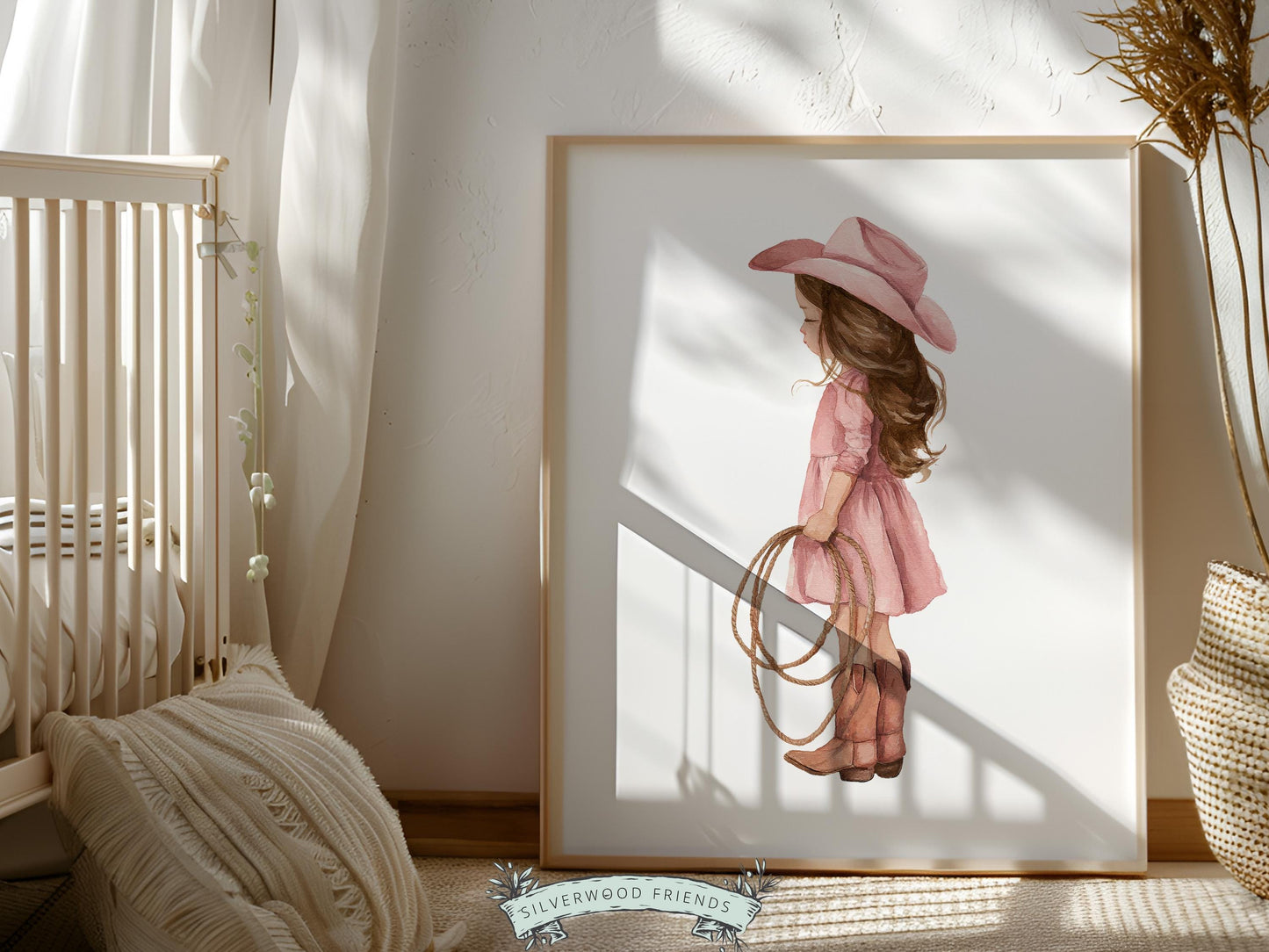 Cowgirl Nursery Print, Dusty Pink Cowgirl Nursery Decor, Baby Girl Western Nursery Decor, Girls Horse Nursery Picture (Digital Download)