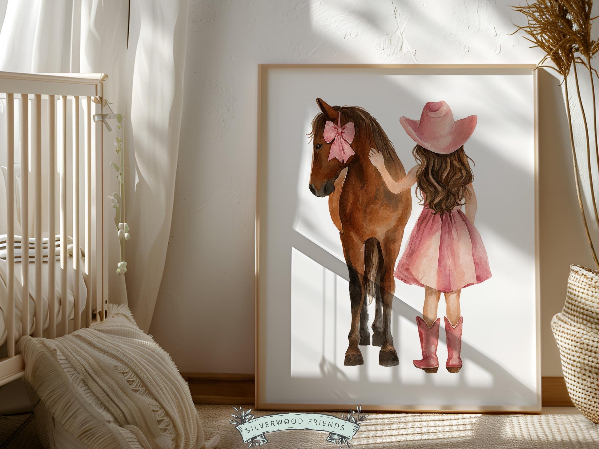 Cowgirl Nursery Print, Dusty Pink Cowgirl Horse Nursery Decor, Baby Girl Western Nursery Decor, Horse Nursery Picture (Digital Download)