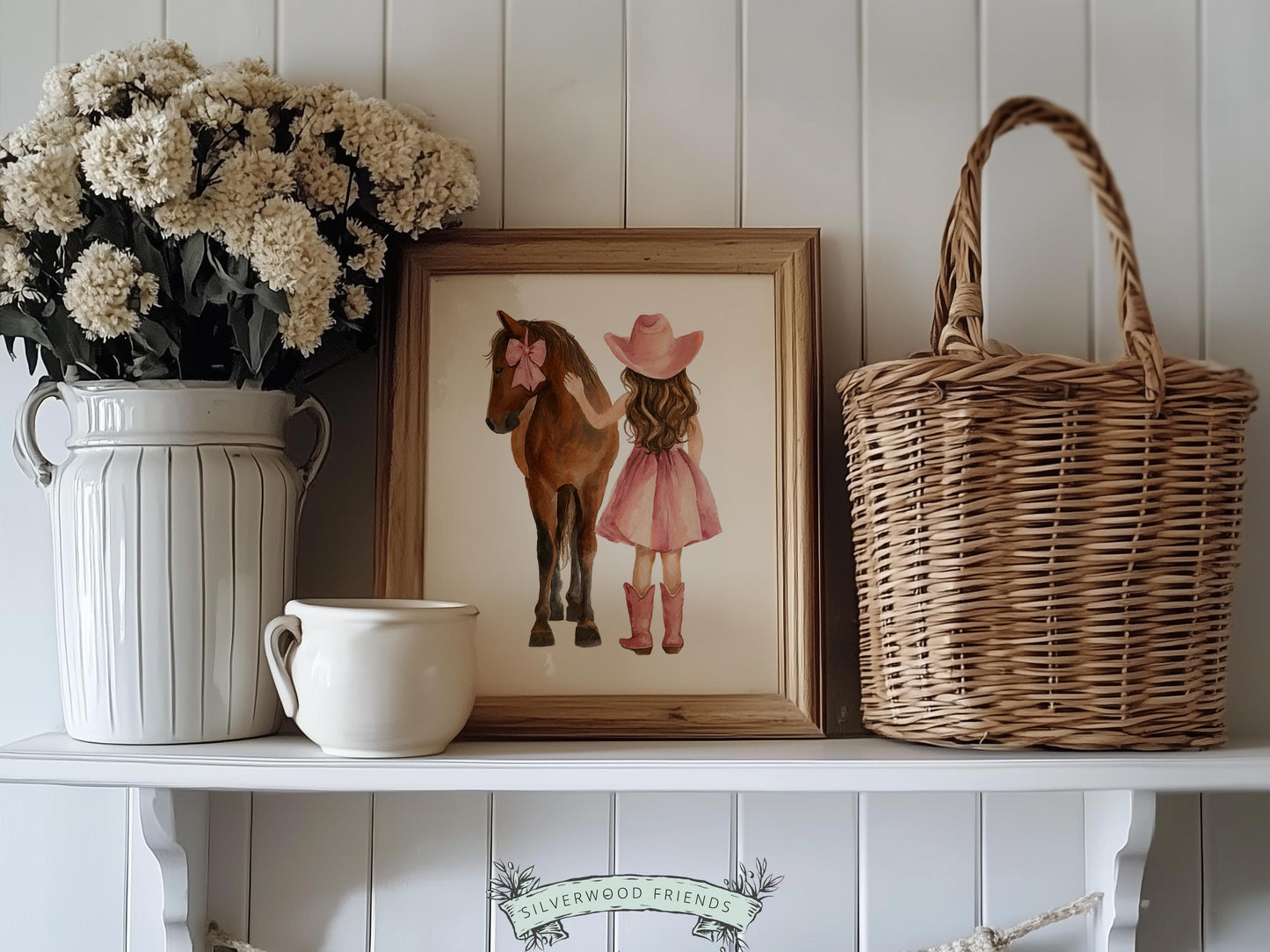 Cowgirl Nursery Print, Dusty Pink Cowgirl Horse Nursery Decor, Baby Girl Western Nursery Decor, Horse Nursery Picture (Digital Download)