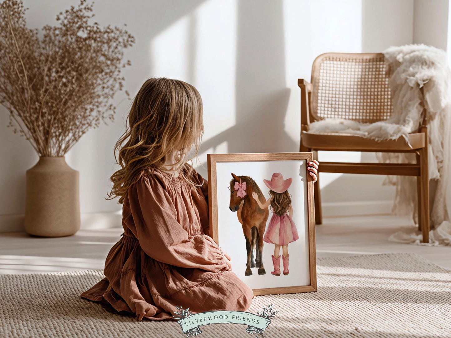 Cowgirl Nursery Print, Dusty Pink Cowgirl Horse Nursery Decor, Baby Girl Western Nursery Decor, Horse Nursery Picture (Digital Download)