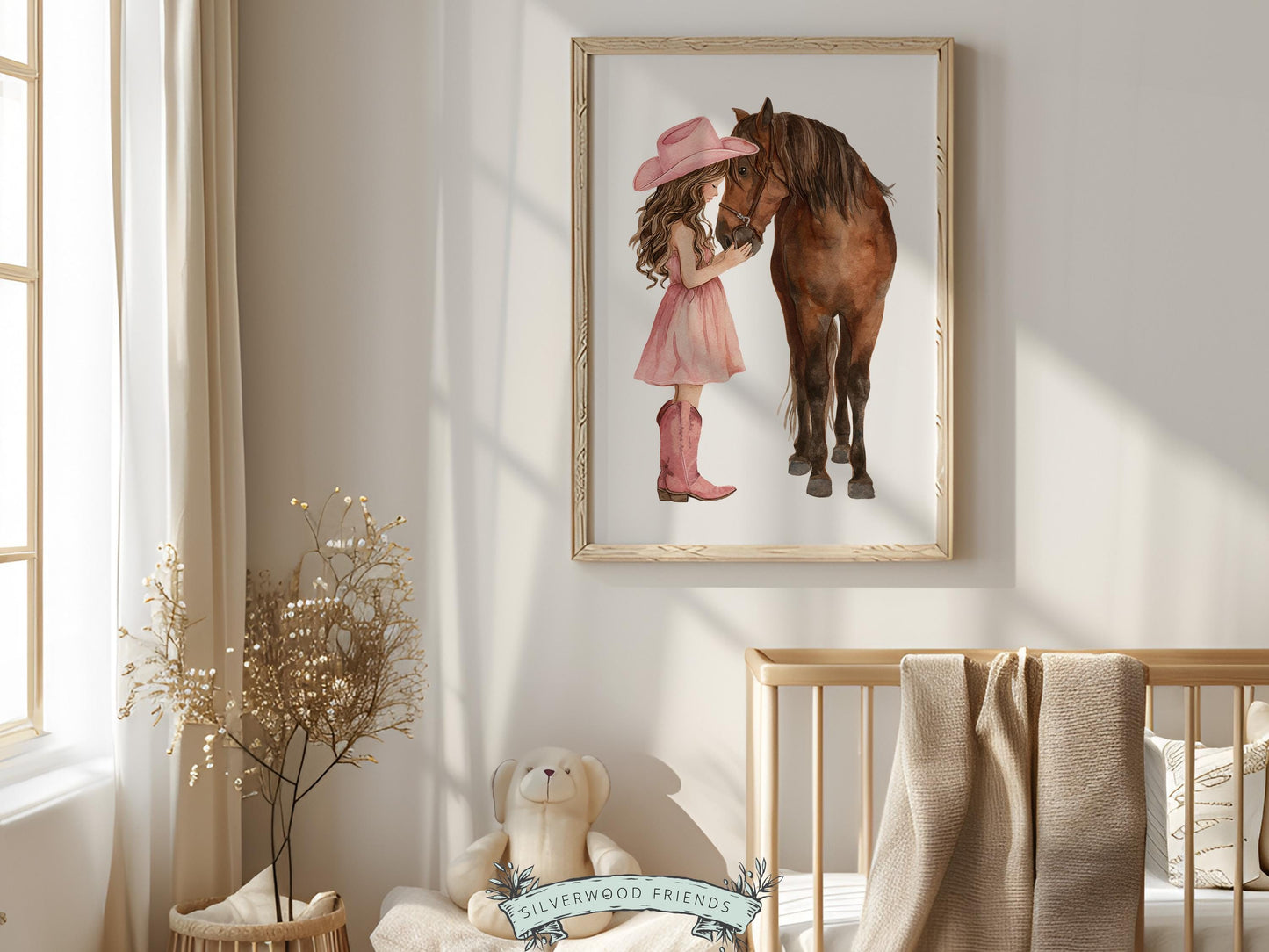 Cowgirl Nursery Print, Dusty Pink Cowgirl Horse Nursery Decor, Baby Girl Western Nursery Decor, Horse Nursery Picture (Digital Download)