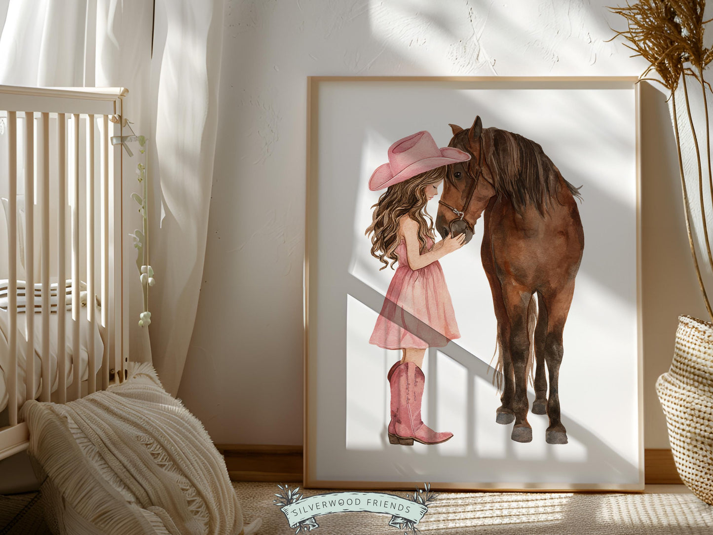 Cowgirl Nursery Print, Dusty Pink Cowgirl Horse Nursery Decor, Baby Girl Western Nursery Decor, Horse Nursery Picture (Digital Download)