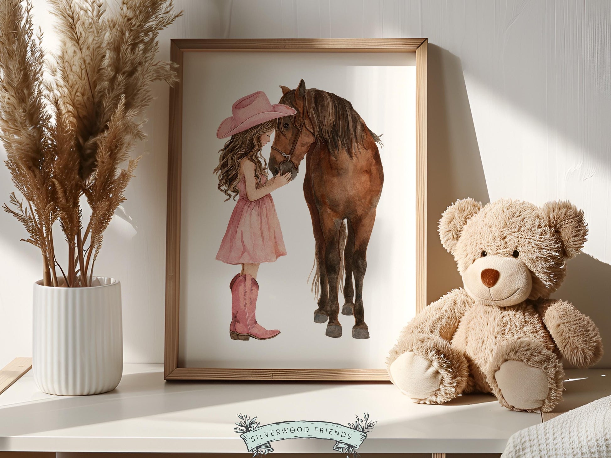 Cowgirl Nursery Print, Dusty Pink Cowgirl Horse Nursery Decor, Baby Girl Western Nursery Decor, Horse Nursery Picture (Digital Download)
