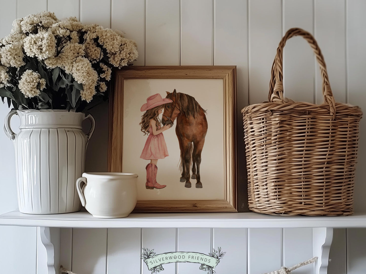 Cowgirl Nursery Print, Dusty Pink Cowgirl Horse Nursery Decor, Baby Girl Western Nursery Decor, Horse Nursery Picture (Digital Download)
