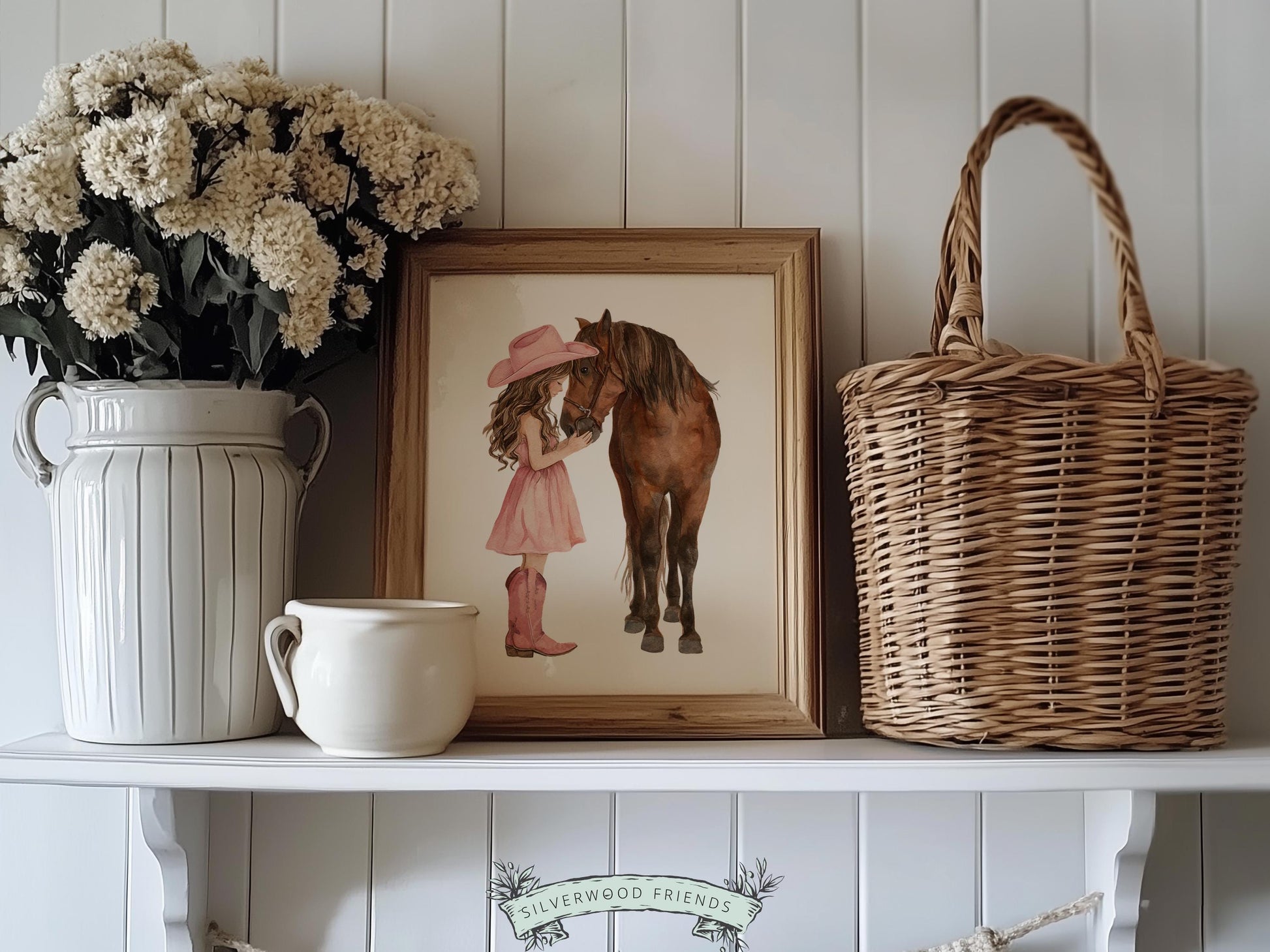 Cowgirl Nursery Print, Dusty Pink Cowgirl Horse Nursery Decor, Baby Girl Western Nursery Decor, Horse Nursery Picture (Digital Download)