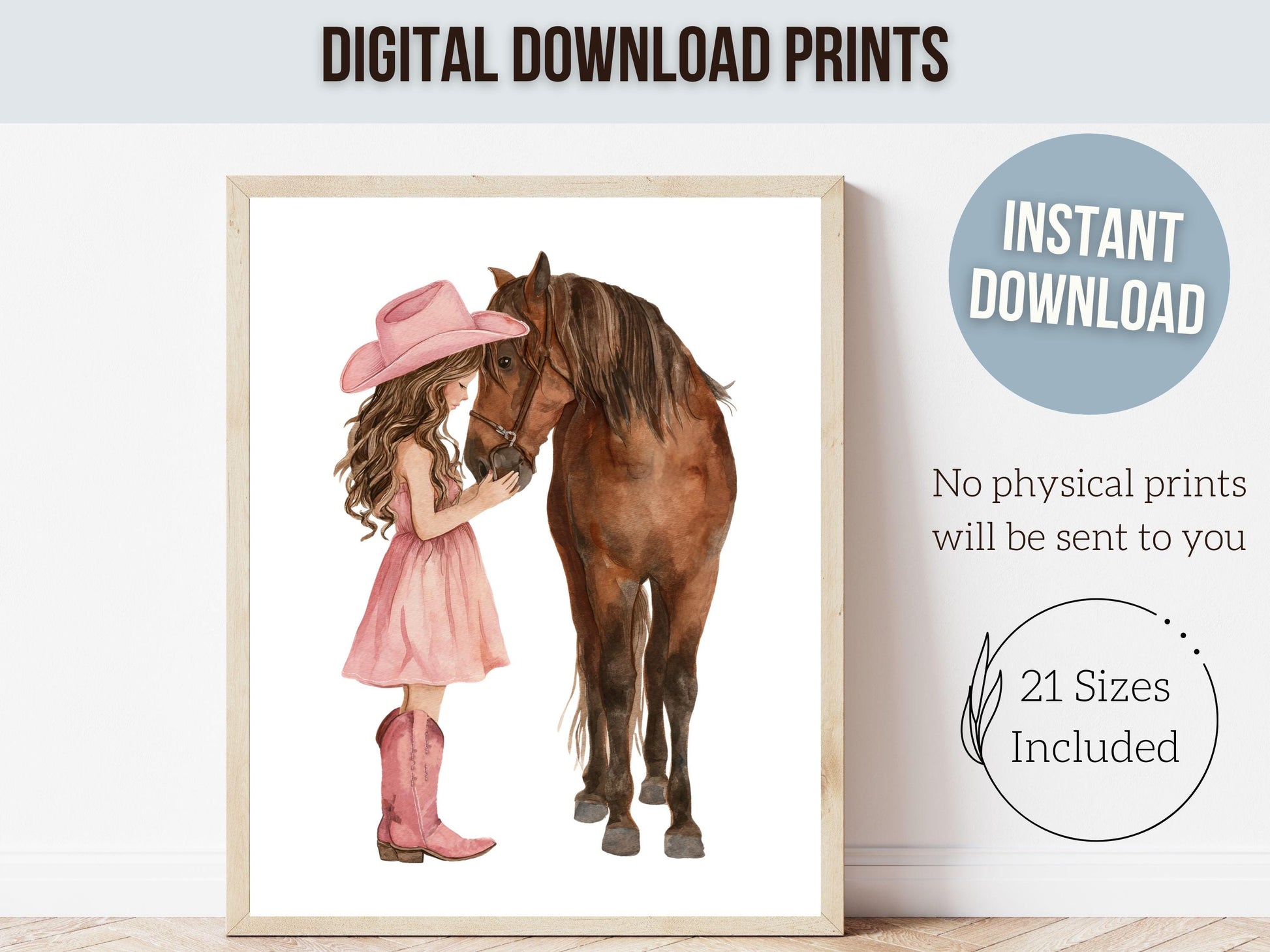 Cowgirl Nursery Print, Dusty Pink Cowgirl Horse Nursery Decor, Baby Girl Western Nursery Decor, Horse Nursery Picture (Digital Download)