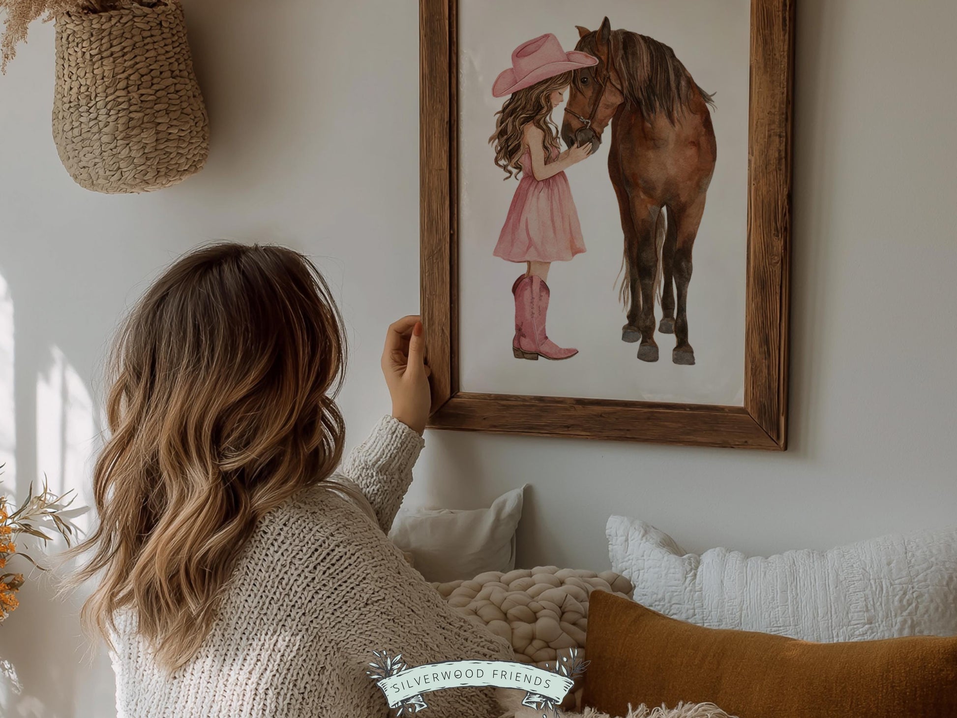 Cowgirl Nursery Print, Dusty Pink Cowgirl Horse Nursery Decor, Baby Girl Western Nursery Decor, Horse Nursery Picture (Digital Download)