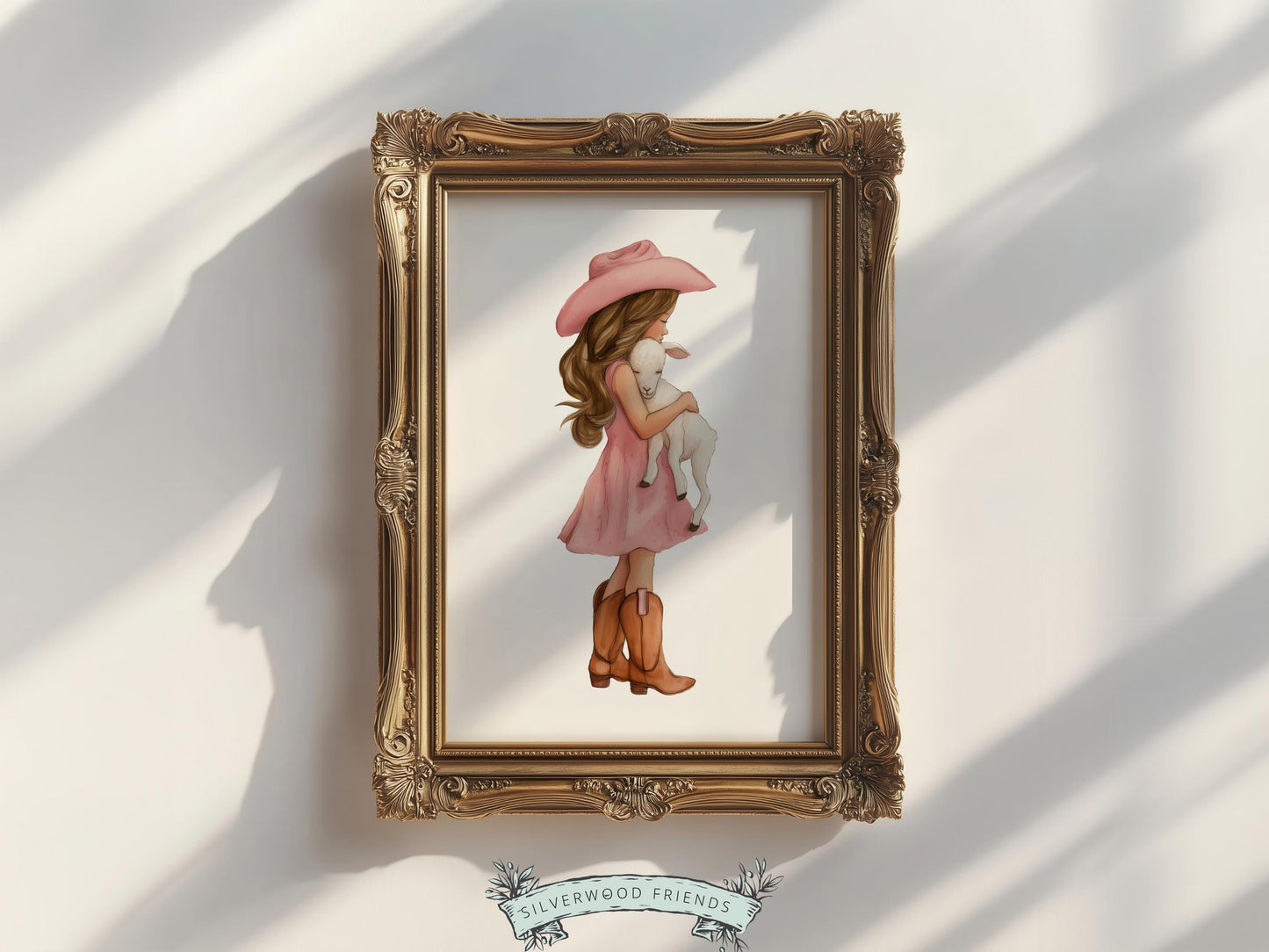 Cowgirl Lamb Nursery Print, Dusty Pink Cowgirl Lamb Nursery Decor, Baby Girl Western Nursery Decor (Digital Download)