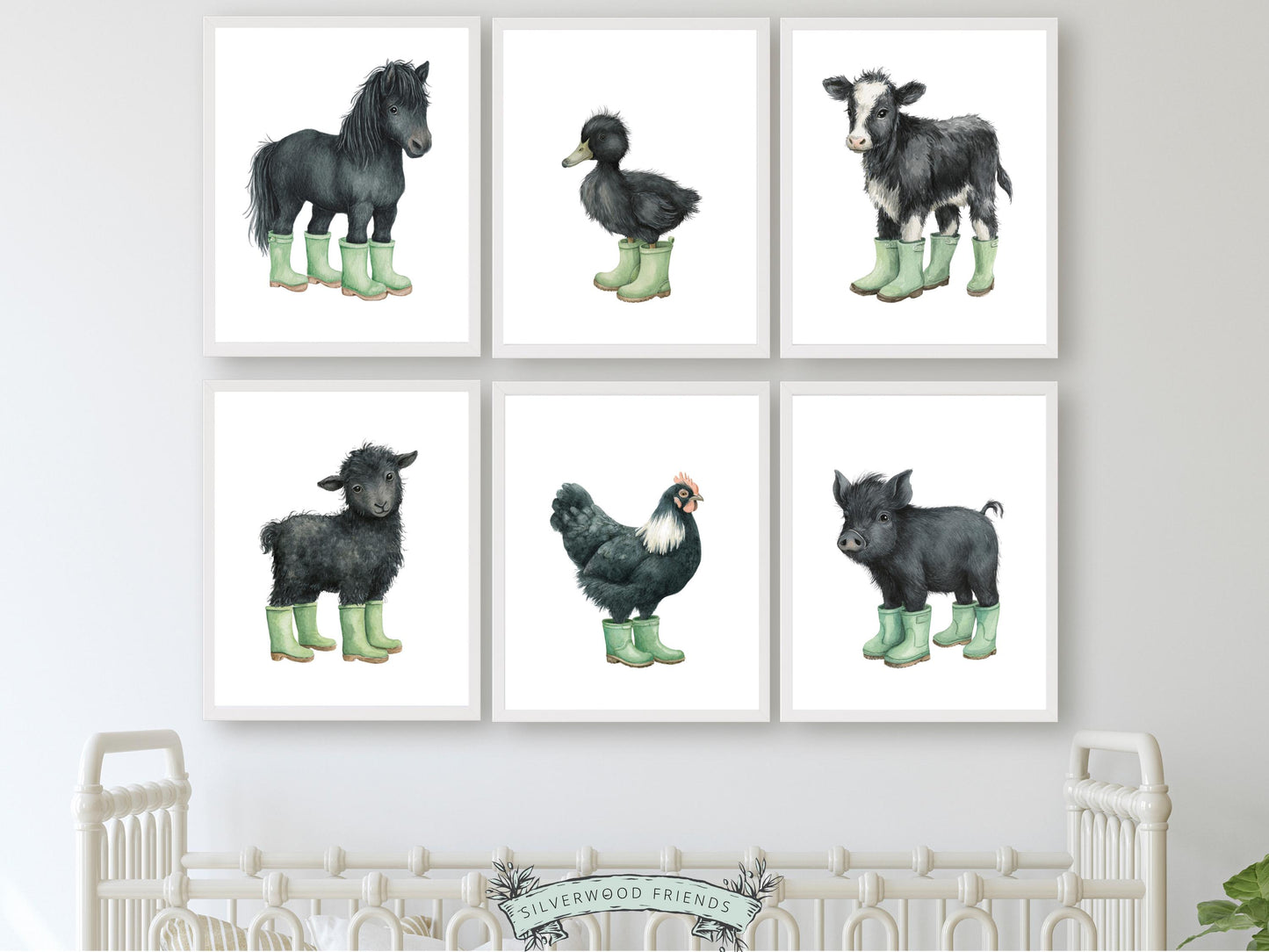 Baby Farm Animal Nursery Prints, Sage Green Western Farm Nursery Decor, Nursery Wall Art, Modern Farmhouse Nursery Prints (DIGITAL DOWNLOAD)