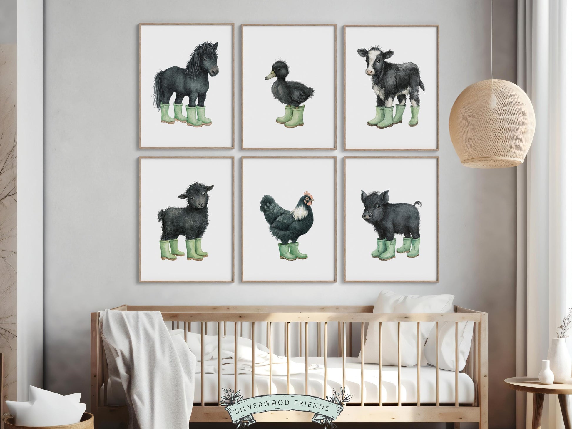 Baby Farm Animal Nursery Prints, Sage Green Western Farm Nursery Decor, Nursery Wall Art, Modern Farmhouse Nursery Prints (DIGITAL DOWNLOAD)