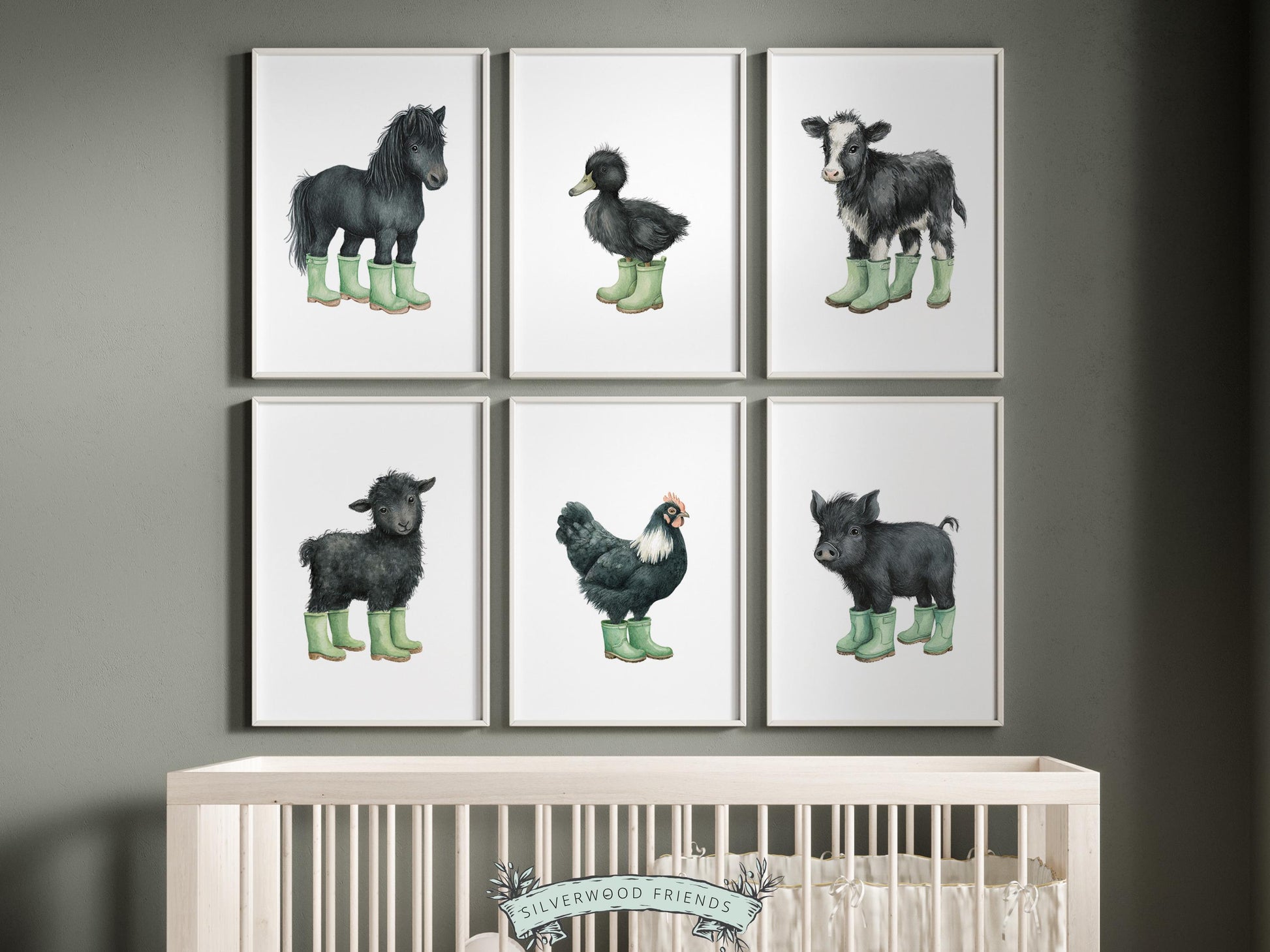 Baby Farm Animal Nursery Prints, Sage Green Western Farm Nursery Decor, Nursery Wall Art, Modern Farmhouse Nursery Prints (DIGITAL DOWNLOAD)