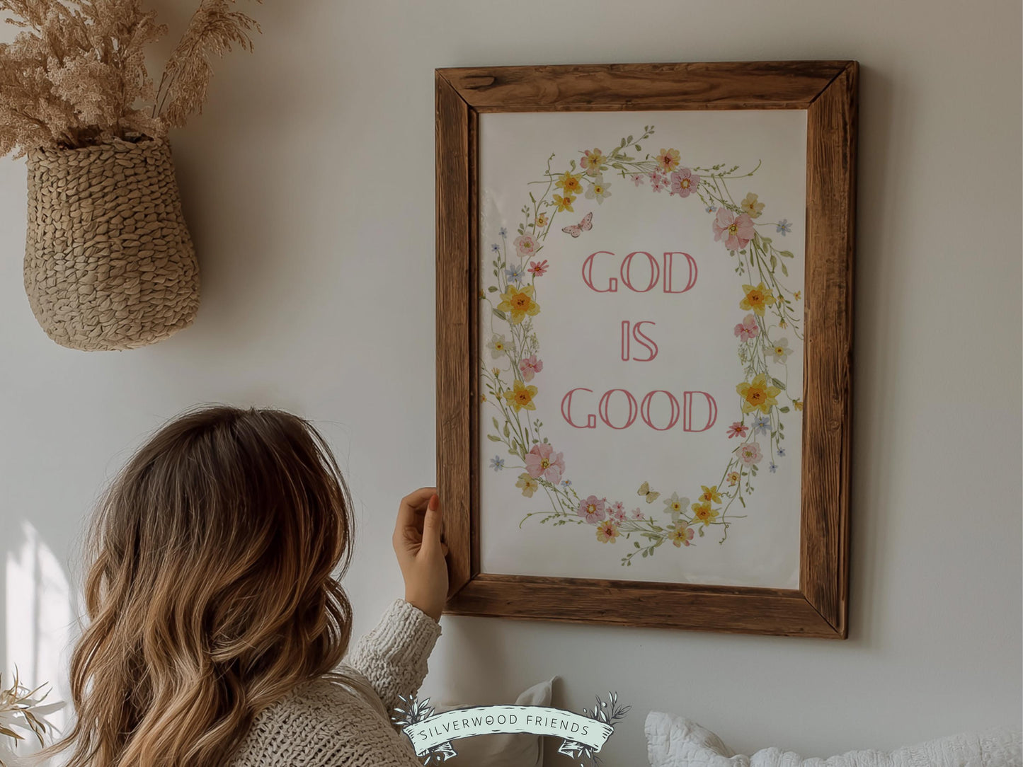 God Is Good Print, Christian Wildflower Nursery Wall Art, Christian Faith Home Decor, Floral Farmhouse Scripture Decor (Digital Download)