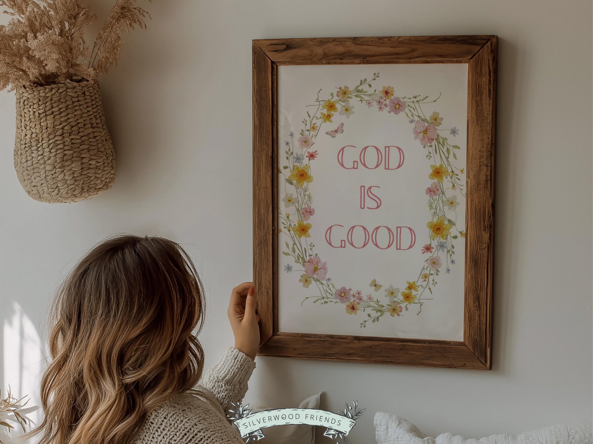 God Is Good Print, Christian Wildflower Nursery Wall Art, Christian Faith Home Decor, Floral Farmhouse Scripture Decor (Digital Download)