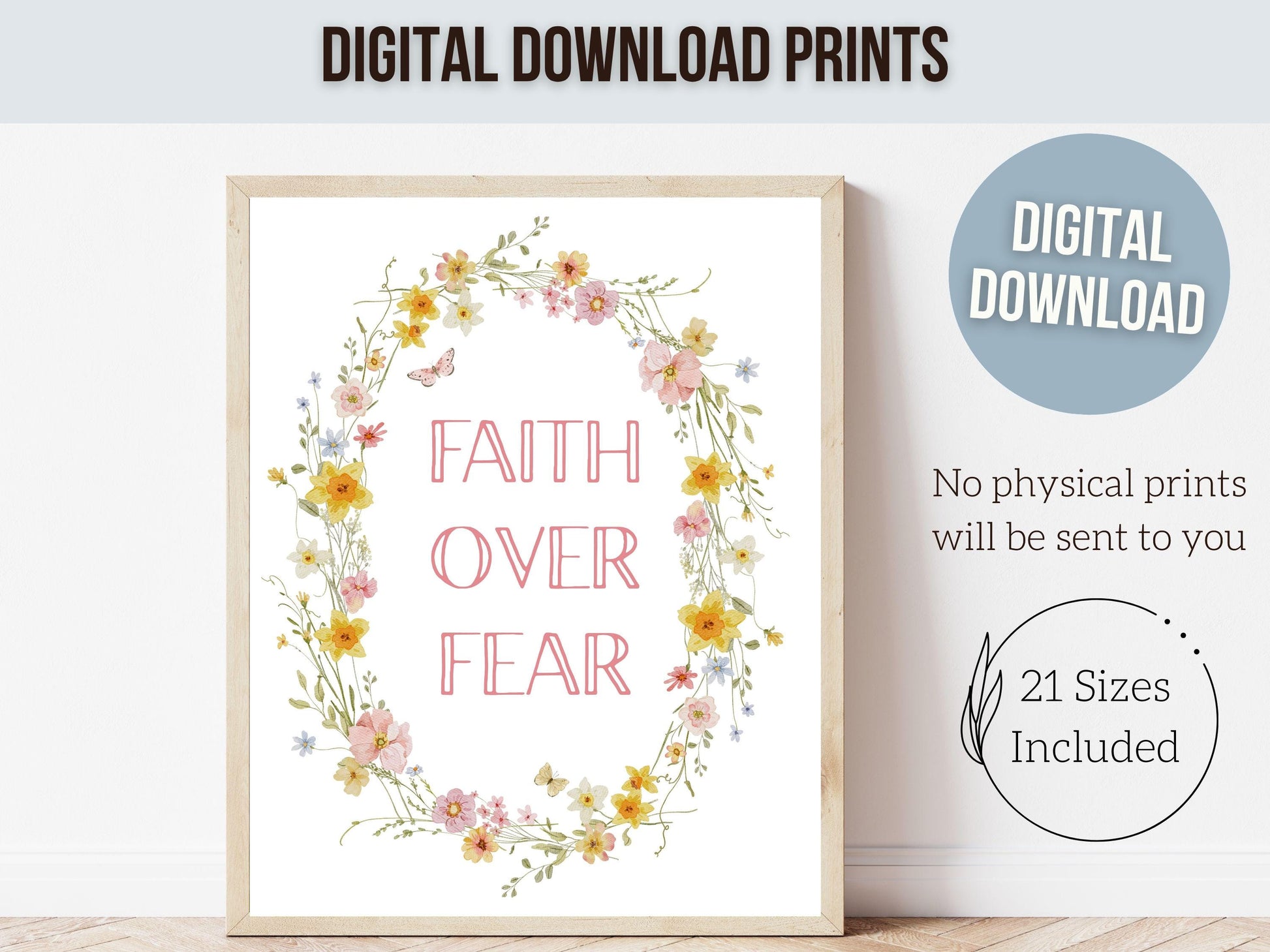 Child of God Floral Nursery Print, Baby Girl Christian Wildflower Nursery Wall Art, Christian Faith Scripture Wall Decor (Digital Download)