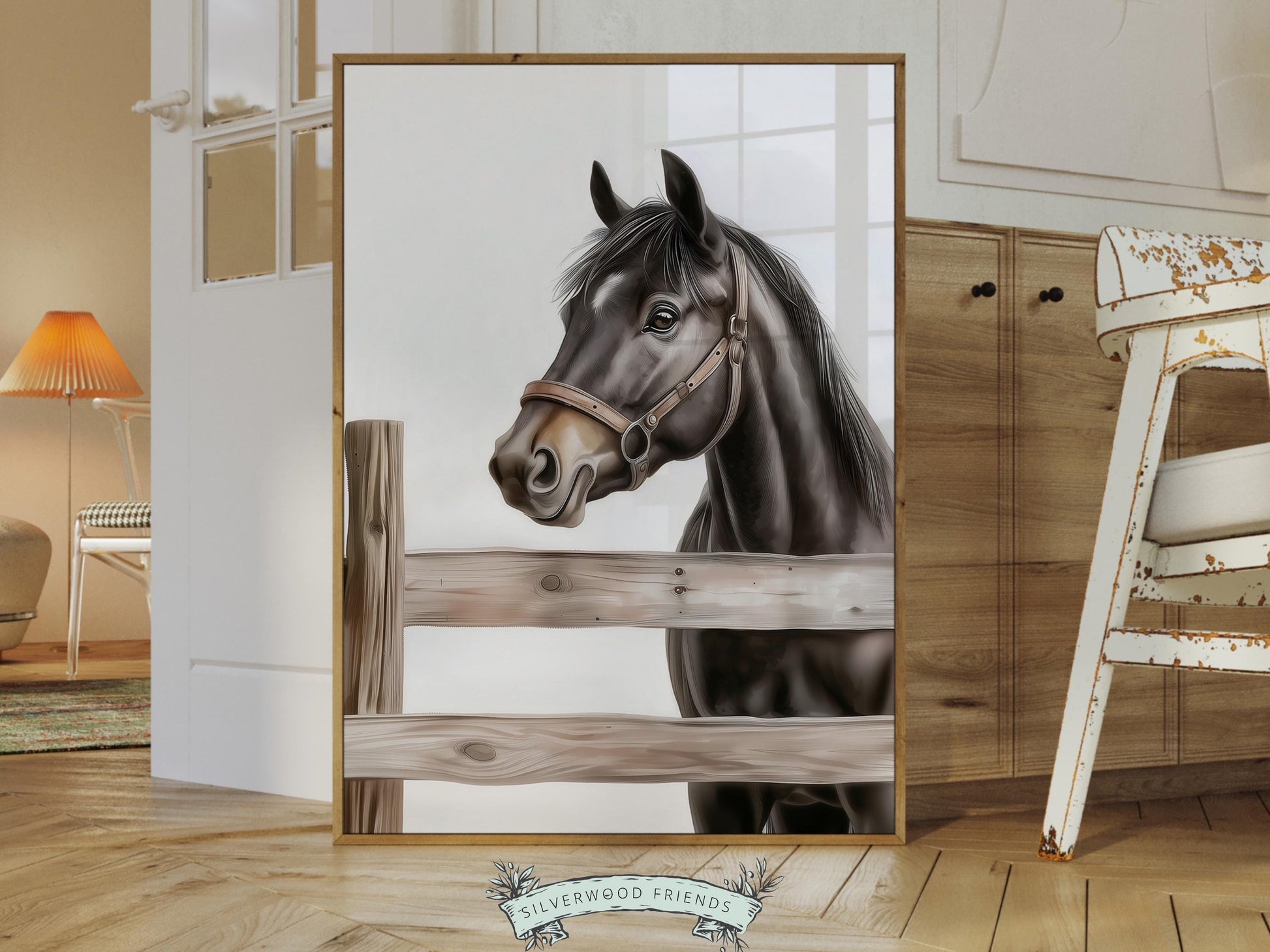 Black Horse Print, Cowboy Nursery Decor, Cowgirl Western Horse Nursery Decor, Mustang Print, Equestrian Horse Nursery Wall Art Digital Print