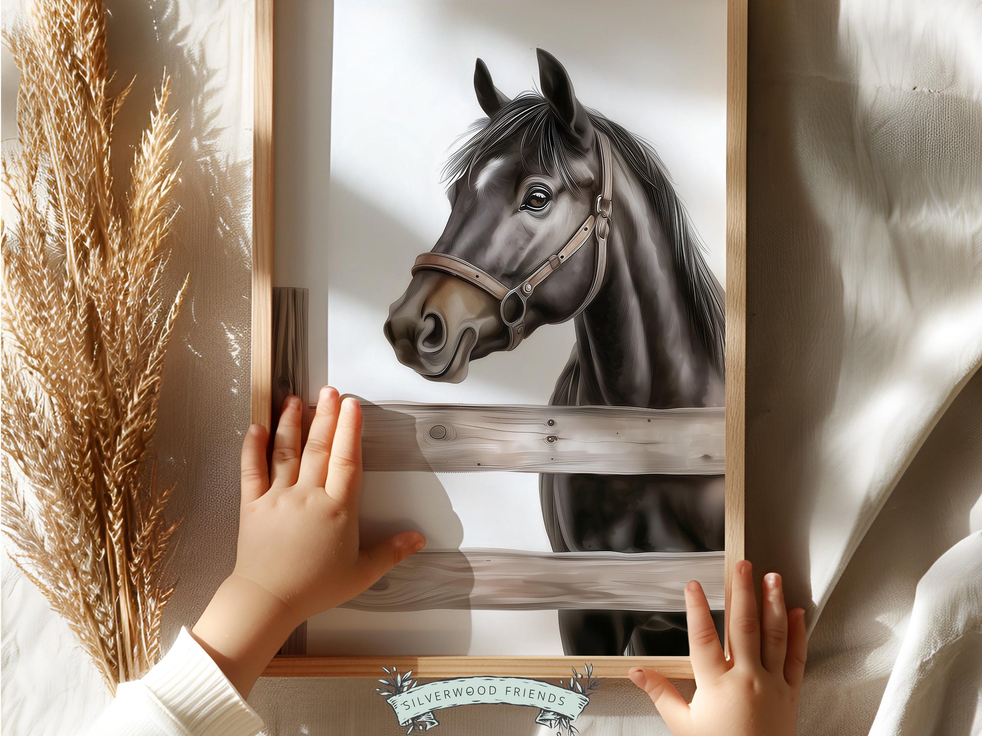Black Horse Print, Cowboy Nursery Decor, Cowgirl Western Horse Nursery Decor, Mustang Print, Equestrian Horse Nursery Wall Art Digital Print