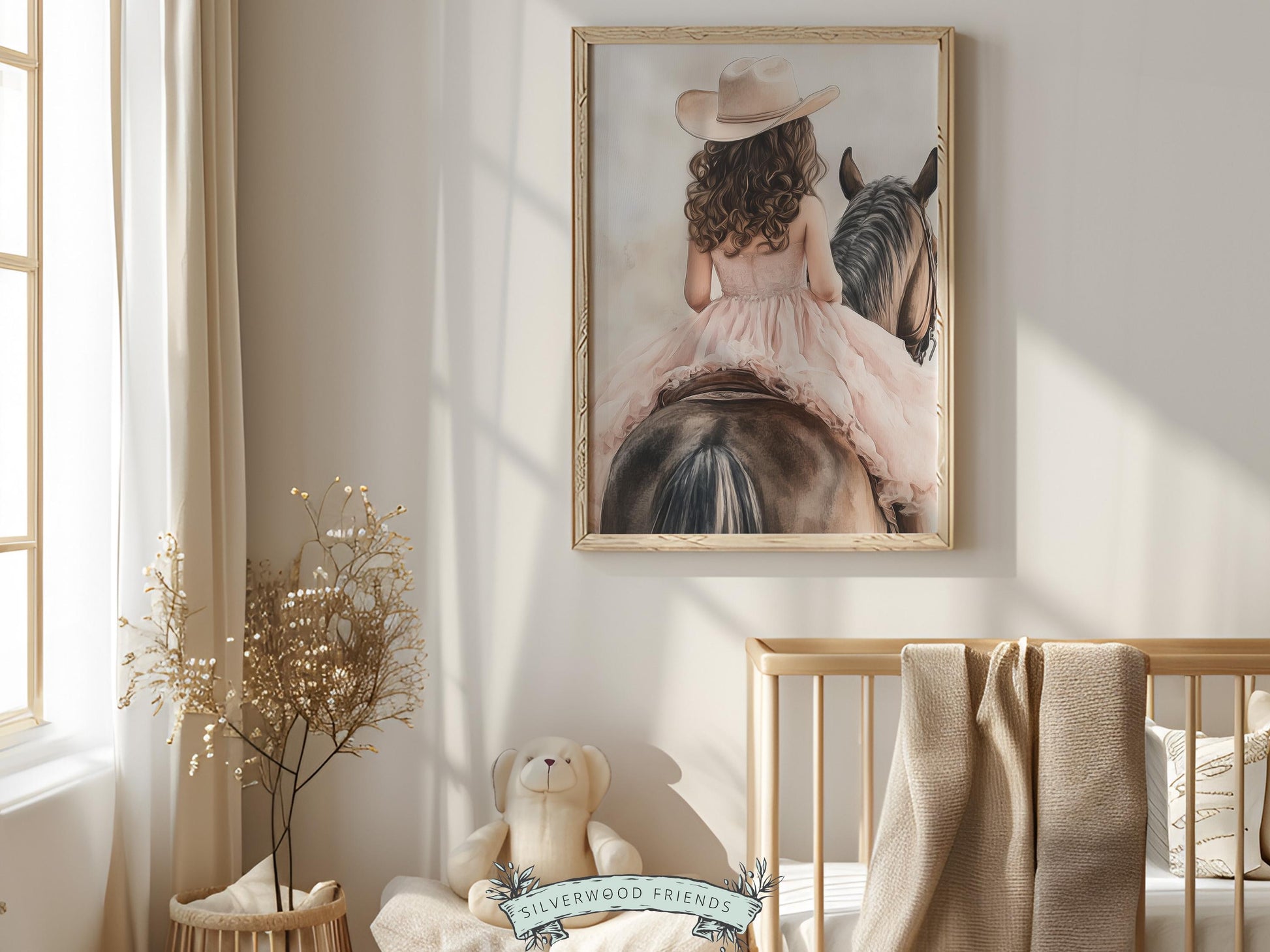 Cowgirl Nursery Print, Cowgirl Nursery Decor, Baby Girl Western Nursery Decor, Girls Horse Riding Print, Brown Horse Nursery Digital Print