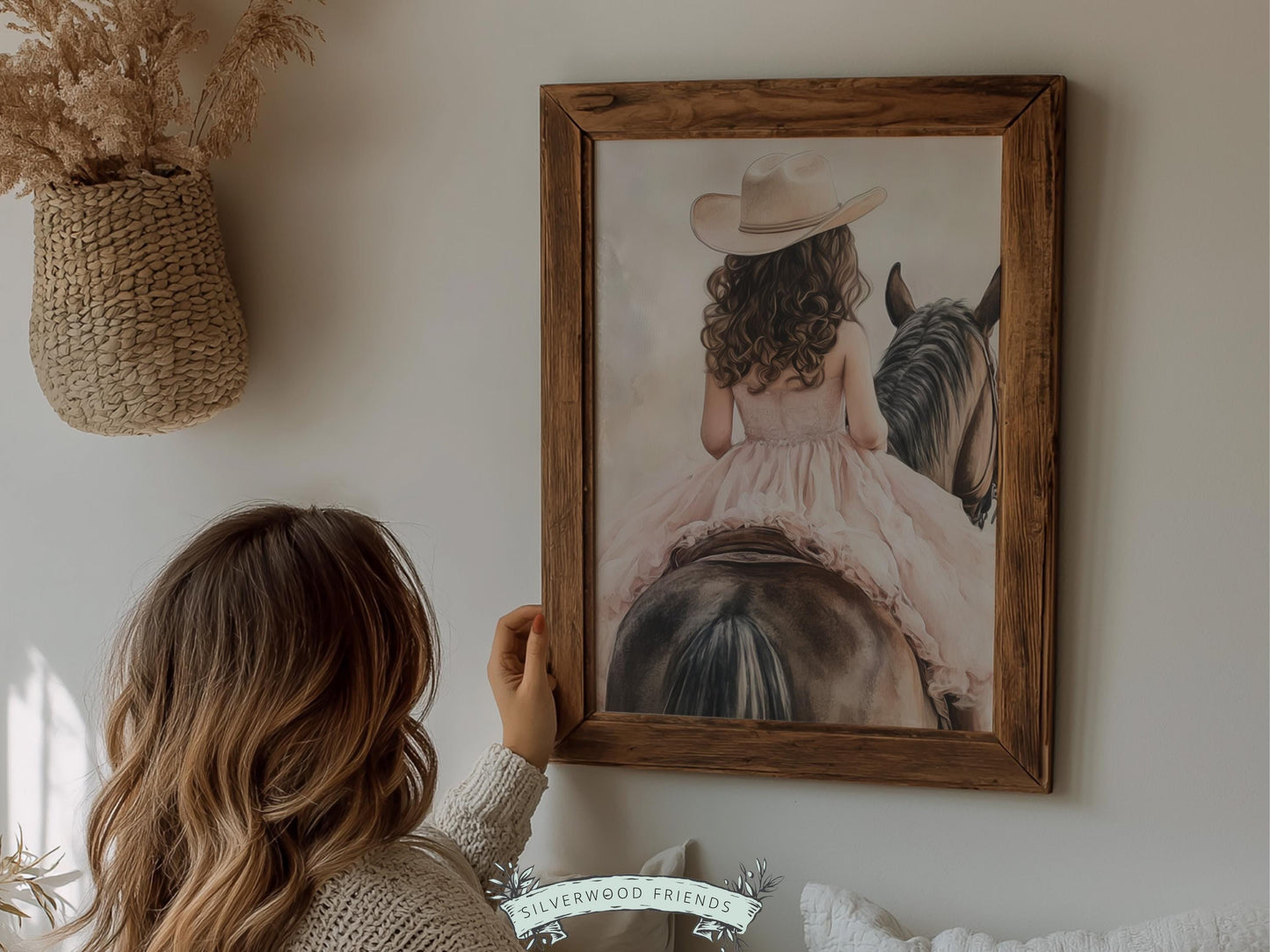 Cowgirl Nursery Print, Cowgirl Nursery Decor, Baby Girl Western Nursery Decor, Girls Horse Riding Print, Brown Horse Nursery Digital Print