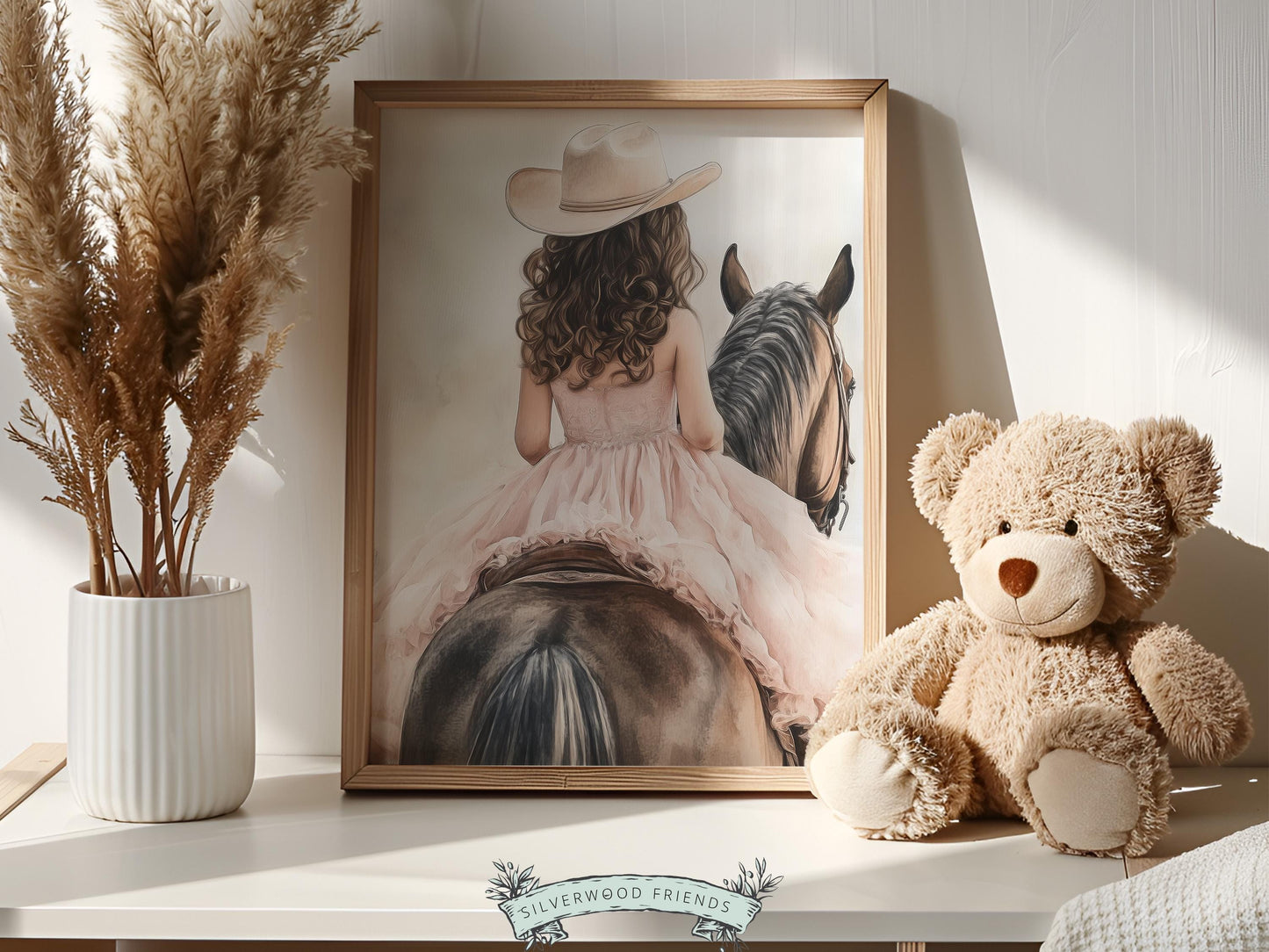 Cowgirl Nursery Print, Cowgirl Nursery Decor, Baby Girl Western Nursery Decor, Girls Horse Riding Print, Brown Horse Nursery Digital Print