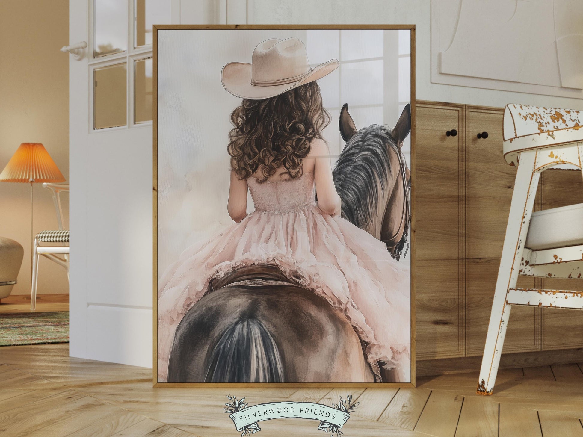 Cowgirl Nursery Print, Cowgirl Nursery Decor, Baby Girl Western Nursery Decor, Girls Horse Riding Print, Brown Horse Nursery Digital Print