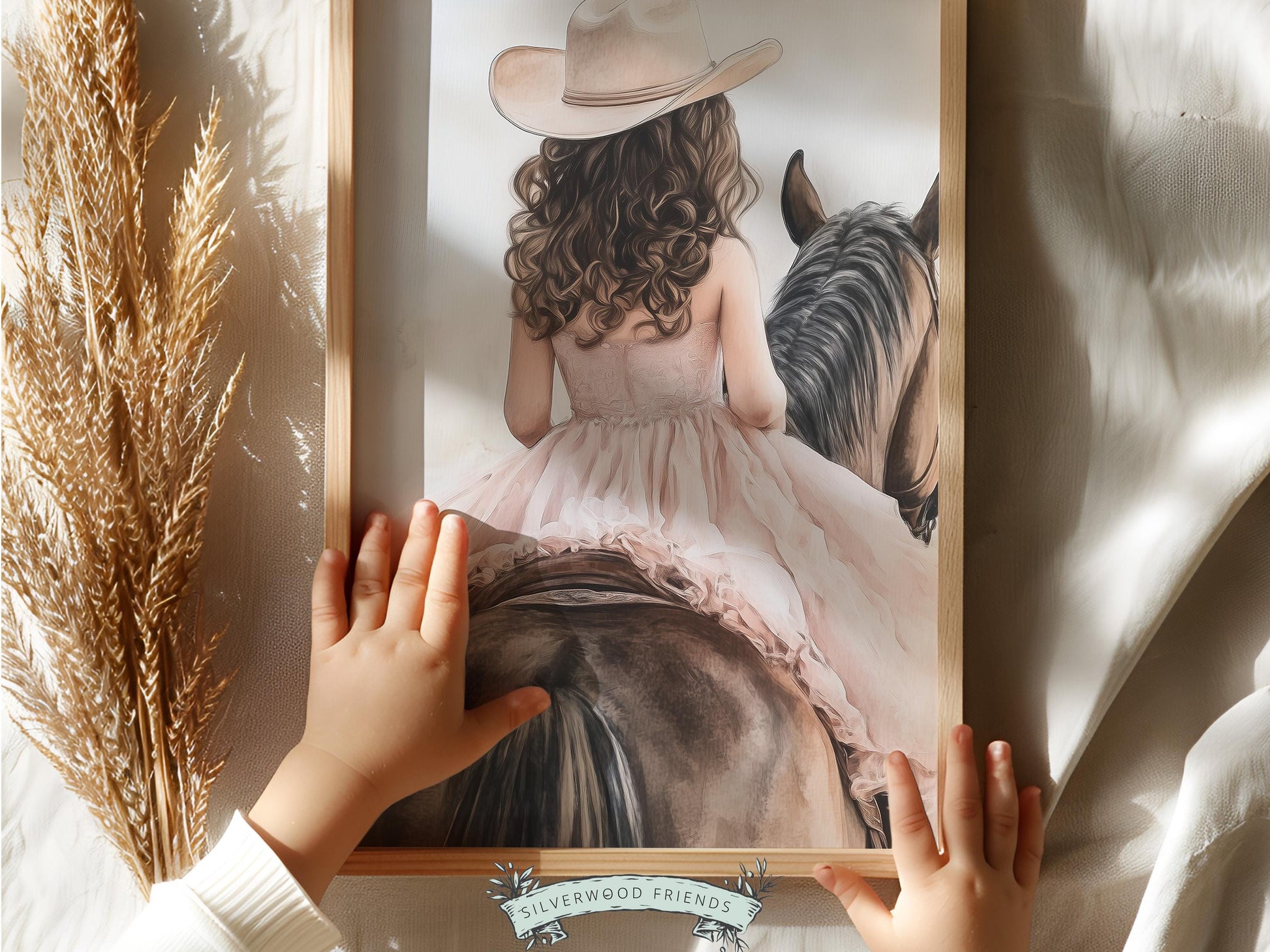 Cowgirl Nursery Print, Cowgirl Nursery Decor, Baby Girl Western Nursery Decor, Girls Horse Riding Print, Brown Horse Nursery Digital Print