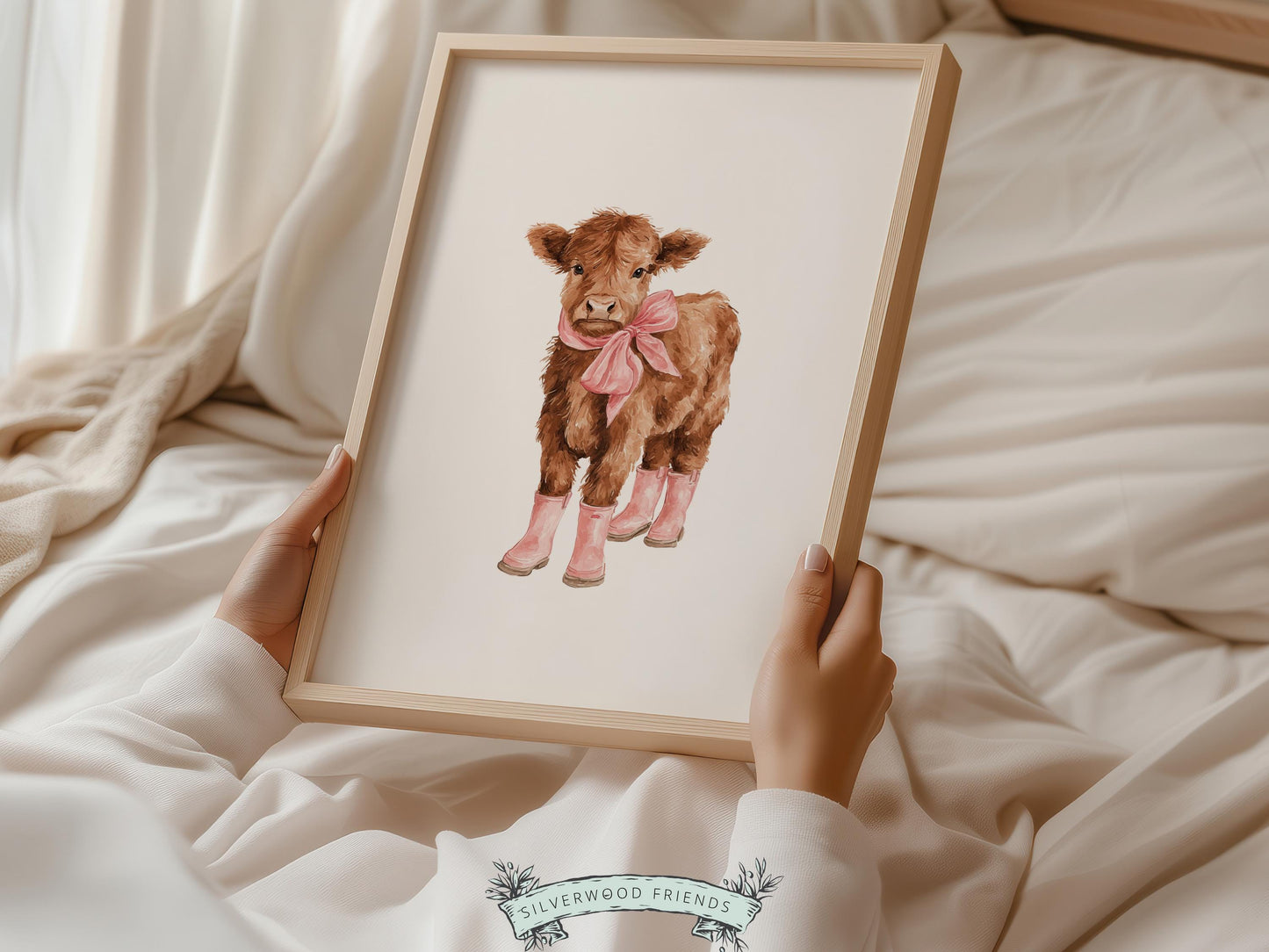 Pink Highland Cow Nursery Prints, Baby Girl Highland Cow Western Nursery Decor, Baby Farm Animal Country Nursery Prints (DIGITAL DOWNLOAD)