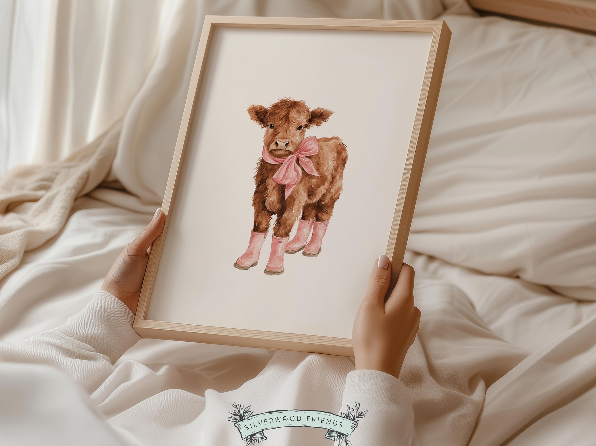 Pink Highland Cow Nursery Prints, Baby Girl Highland Cow Western Nursery Decor, Baby Farm Animal Country Nursery Prints (DIGITAL DOWNLOAD)