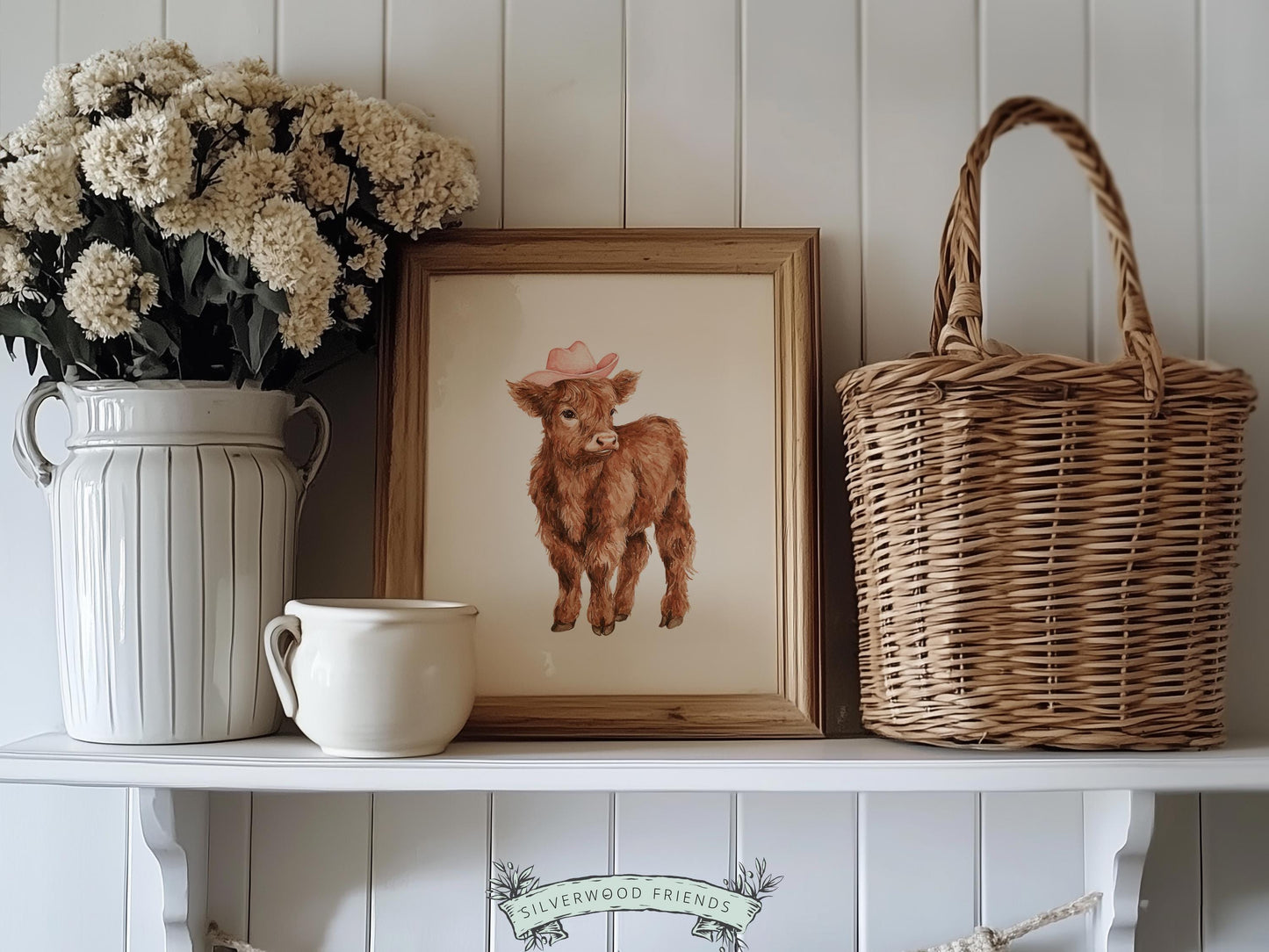 Pink Highland Cow Nursery Prints, Baby Girl Highland Cow Western Nursery Decor, Baby Farm Animal Country Nursery Prints (DIGITAL DOWNLOAD)