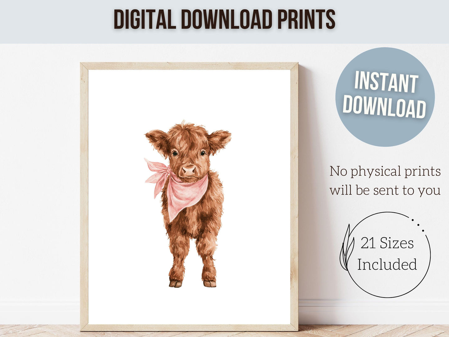Pink Highland Cow Nursery Prints, Baby Girl Highland Cow Western Nursery Decor, Baby Farm Animal Country Nursery Prints (DIGITAL DOWNLOAD)
