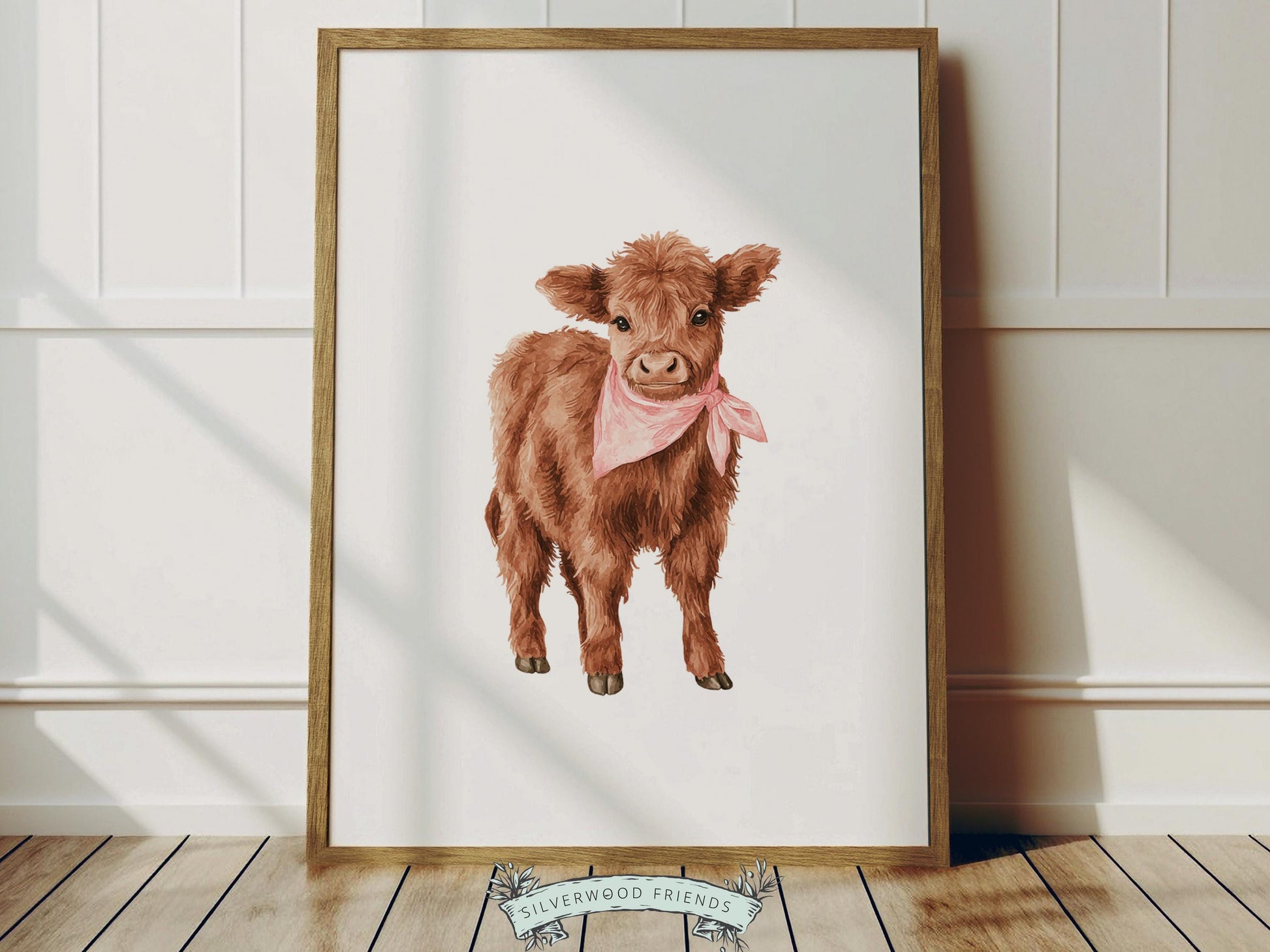 Pink Highland Cow Nursery Prints, Baby Girl Highland Cow Western Nursery Decor, Baby Farm Animal Country Nursery Prints (DIGITAL DOWNLOAD)
