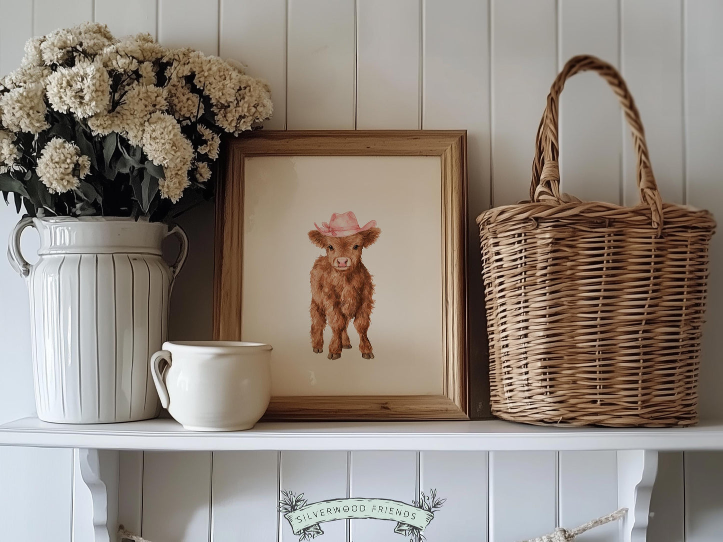 Pink Highland Cow Nursery Prints, Baby Girl Highland Cow Western Nursery Decor, Baby Farm Animal Country Nursery Prints (DIGITAL DOWNLOAD)