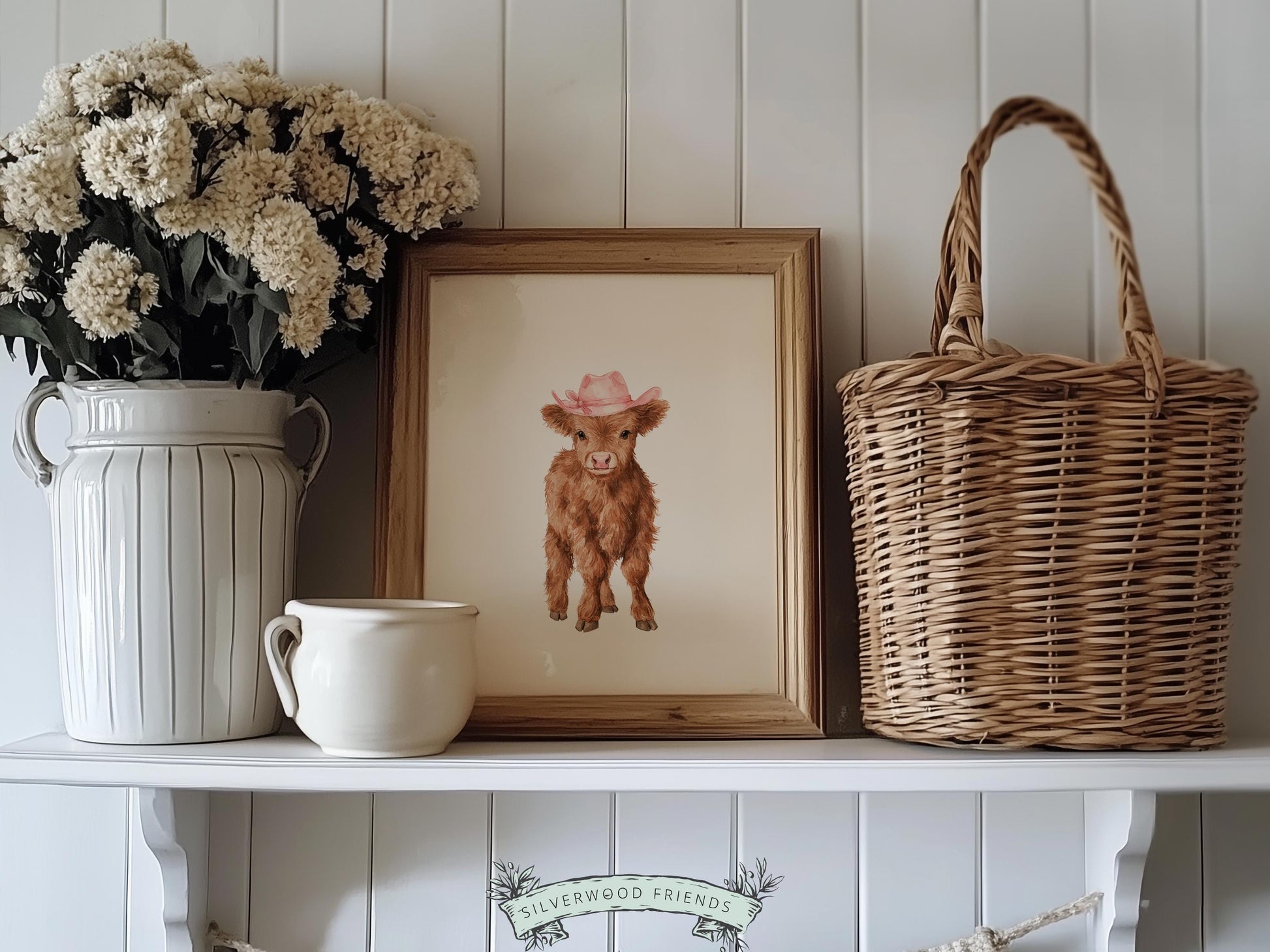 Pink Highland Cow Nursery Prints, Baby Girl Highland Cow Western Nursery Decor, Baby Farm Animal Country Nursery Prints (DIGITAL DOWNLOAD)
