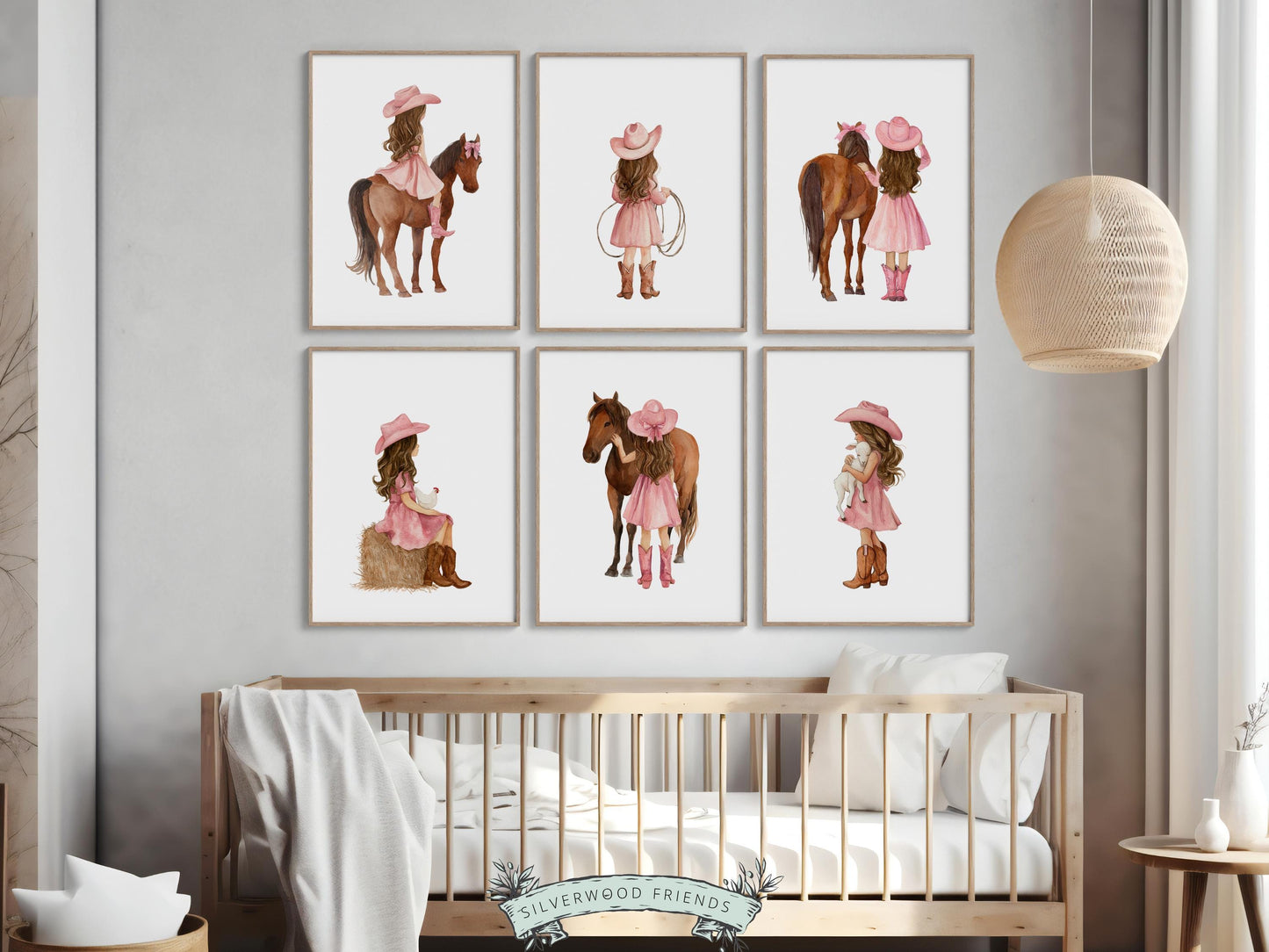 Cowgirl Nursery Prints, Cowgirl Nursery Decor, Baby Girl Western Nursery Decor, Girls Equestrian Horse Riding Nursery Wall Art Digital Print