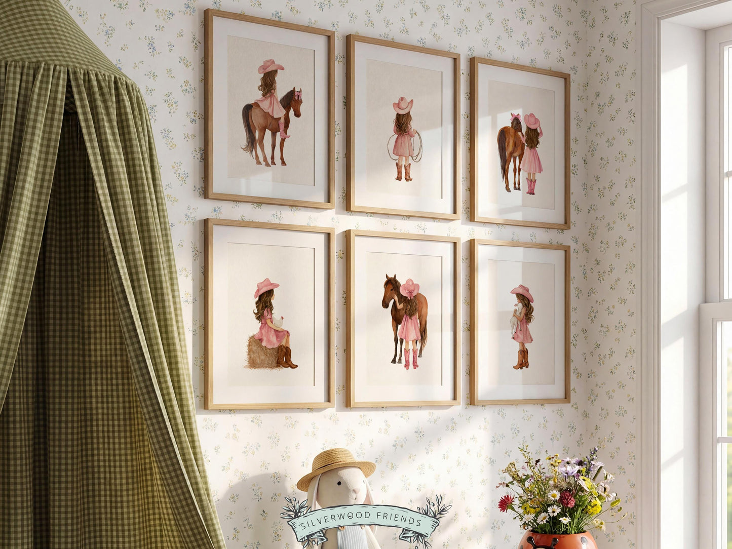 Cowgirl Nursery Prints, Cowgirl Nursery Decor, Baby Girl Western Nursery Decor, Girls Equestrian Horse Riding Nursery Wall Art Digital Print
