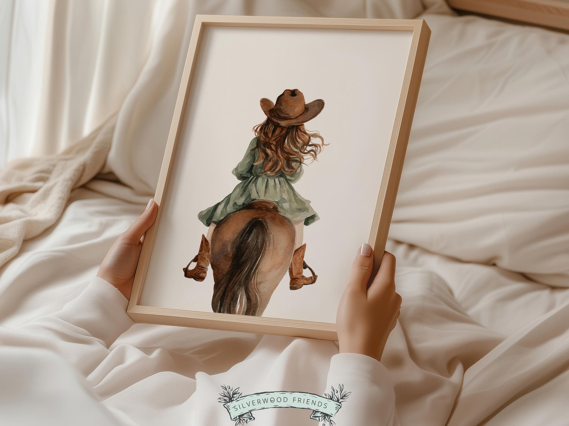 Cowgirl Nursery Prints, Cowgirl Nursery Decor, Baby Girl Sage Green Western Nursery Decor, Girls Horse Riding Nursery Wall Art Digital Print