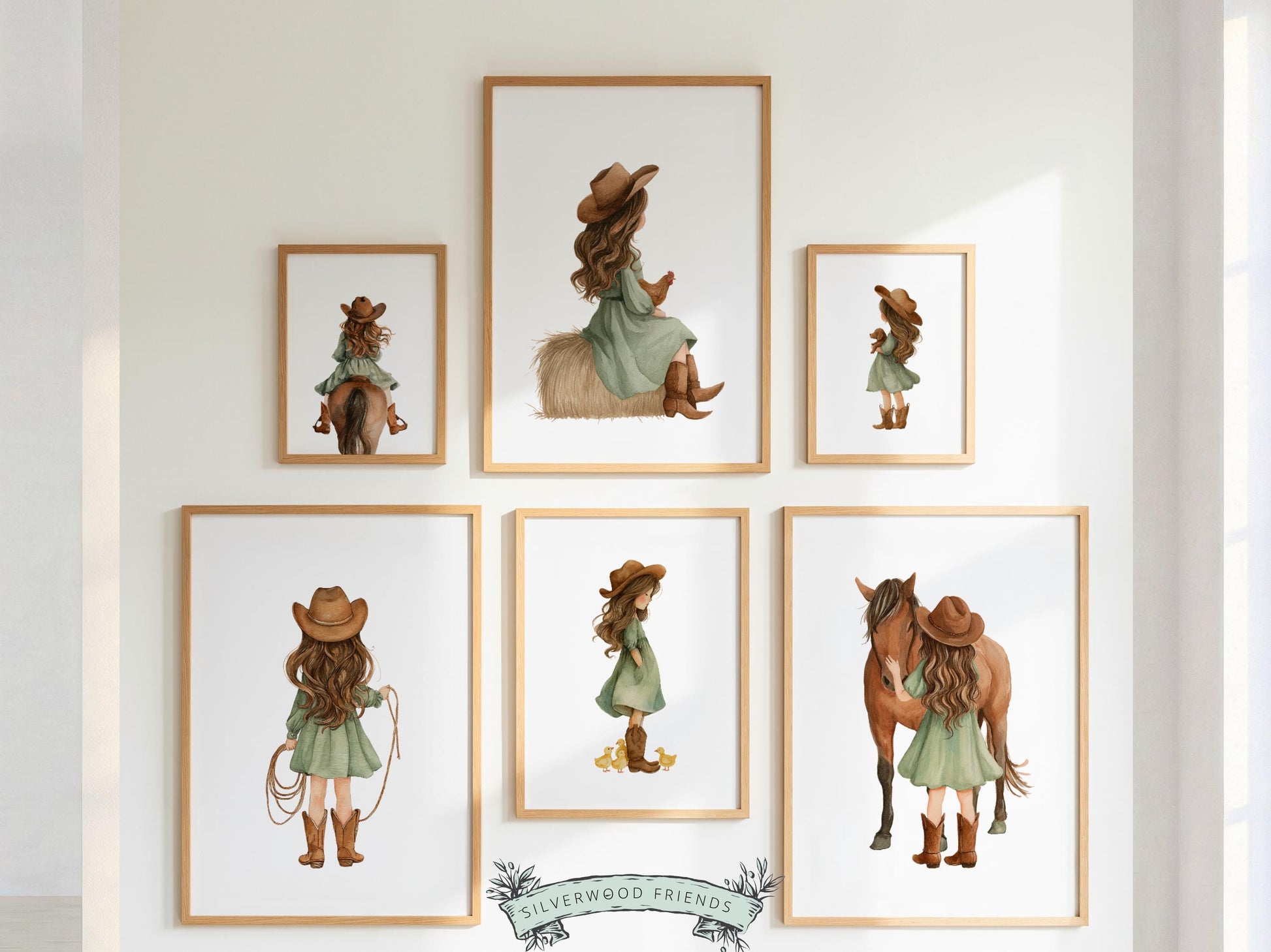 Cowgirl Nursery Prints, Cowgirl Nursery Decor, Baby Girl Sage Green Western Nursery Decor, Girls Horse Riding Nursery Wall Art Digital Print