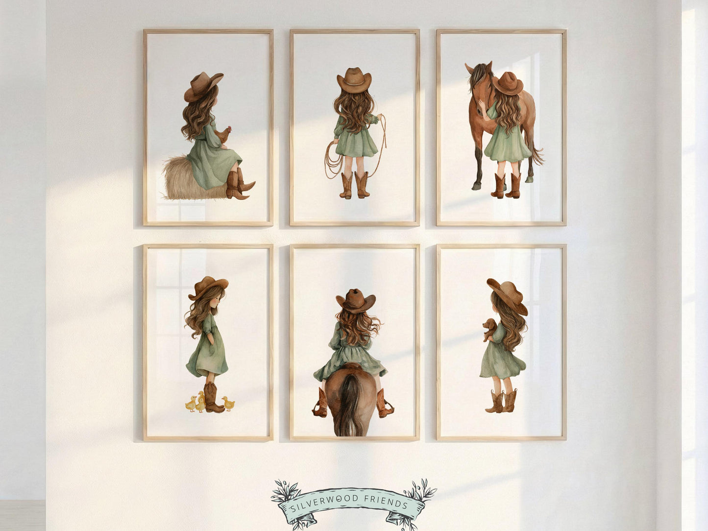 Cowgirl Nursery Prints, Cowgirl Nursery Decor, Baby Girl Sage Green Western Nursery Decor, Girls Horse Riding Nursery Wall Art Digital Print