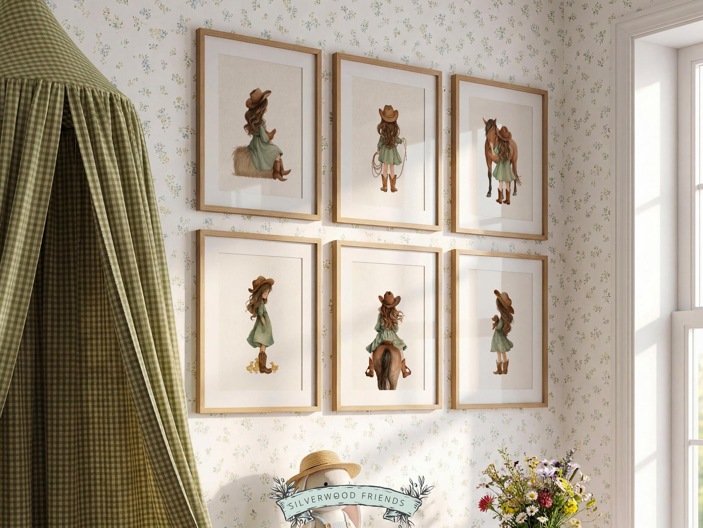 Cowgirl Nursery Prints, Cowgirl Nursery Decor, Baby Girl Sage Green Western Nursery Decor, Girls Horse Riding Nursery Wall Art Digital Print
