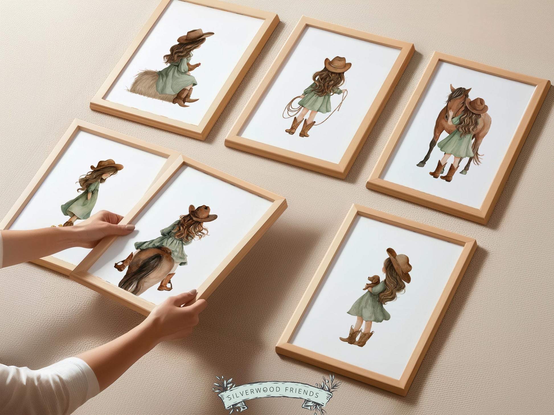 Cowgirl Nursery Prints, Cowgirl Nursery Decor, Baby Girl Sage Green Western Nursery Decor, Girls Horse Riding Nursery Wall Art Digital Print