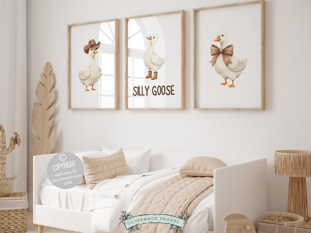 Set of 3 Silly Goose Nursery Prints – Silverwood Friends